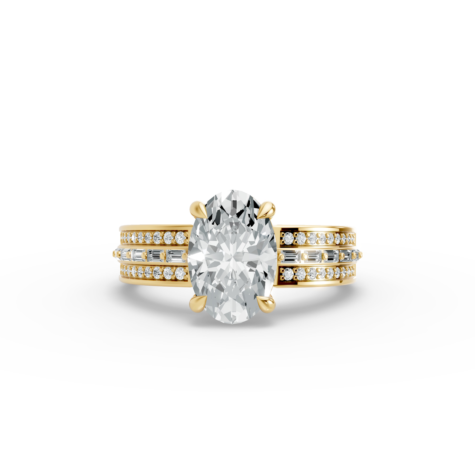 Oval Shape Diamond Fancy Engagement Ring in Gold