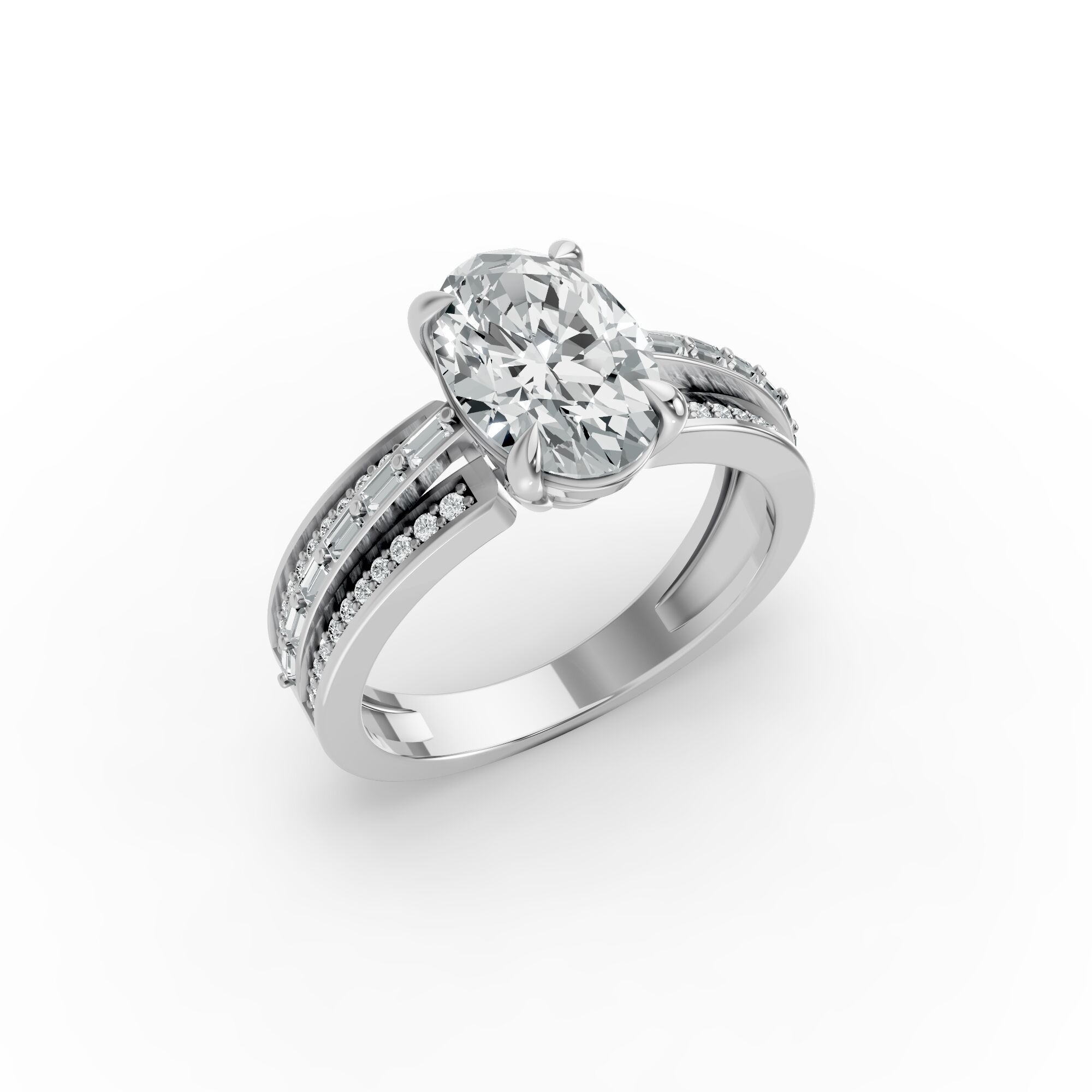 Oval Shape Diamond Fancy Engagement Ring in Gold