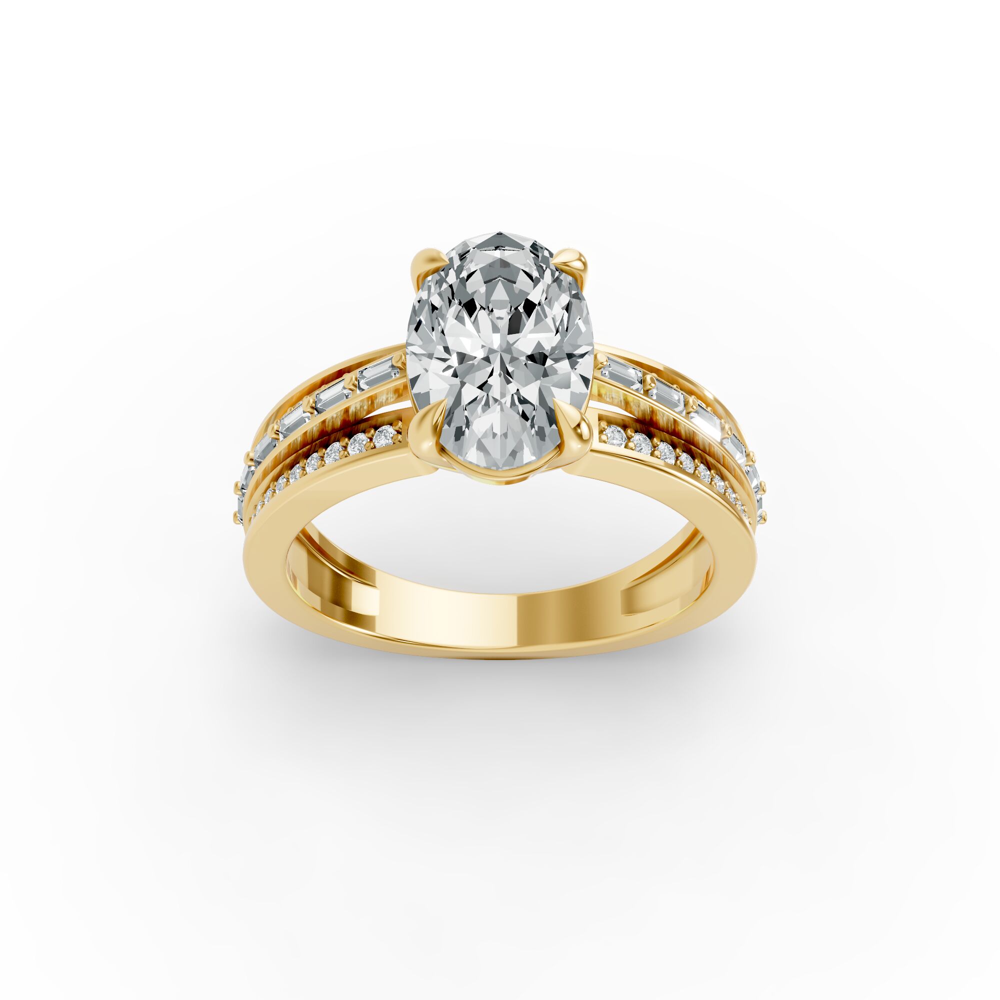 Oval Shape Diamond Fancy Engagement Ring in Gold