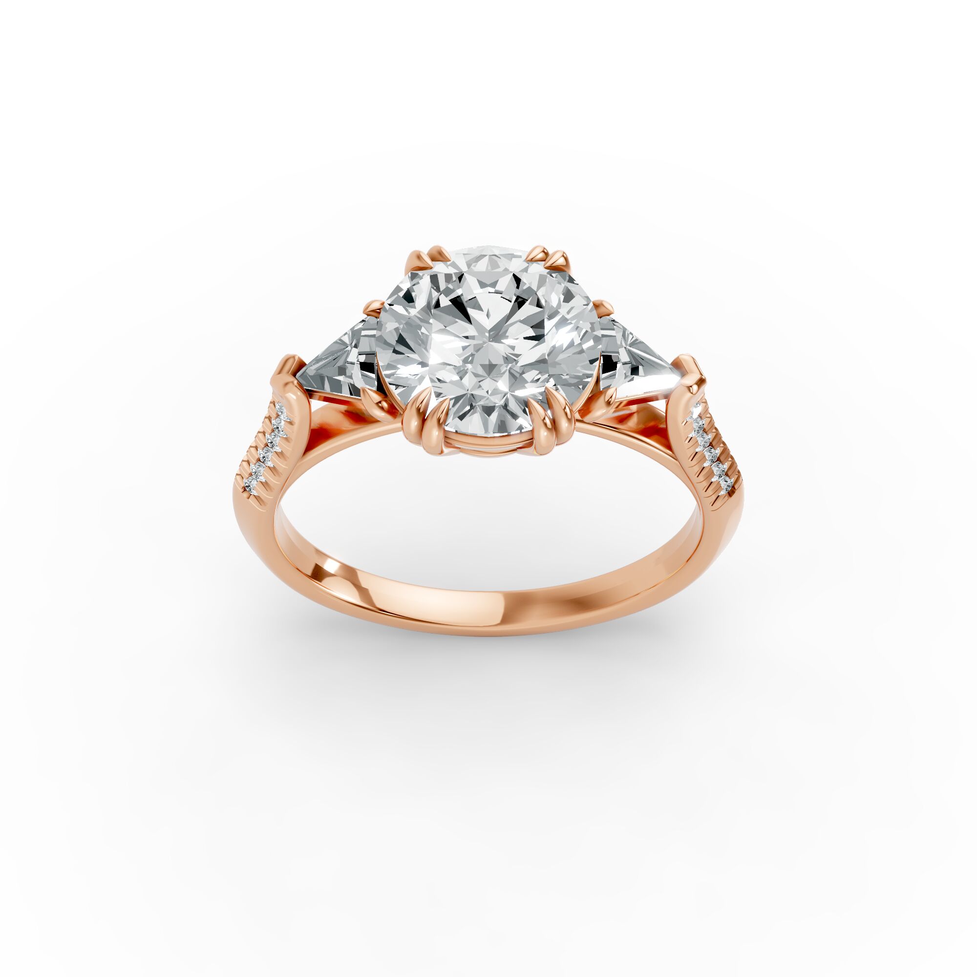 Round Shape Diamond Fancy Engagement Ring in Gold