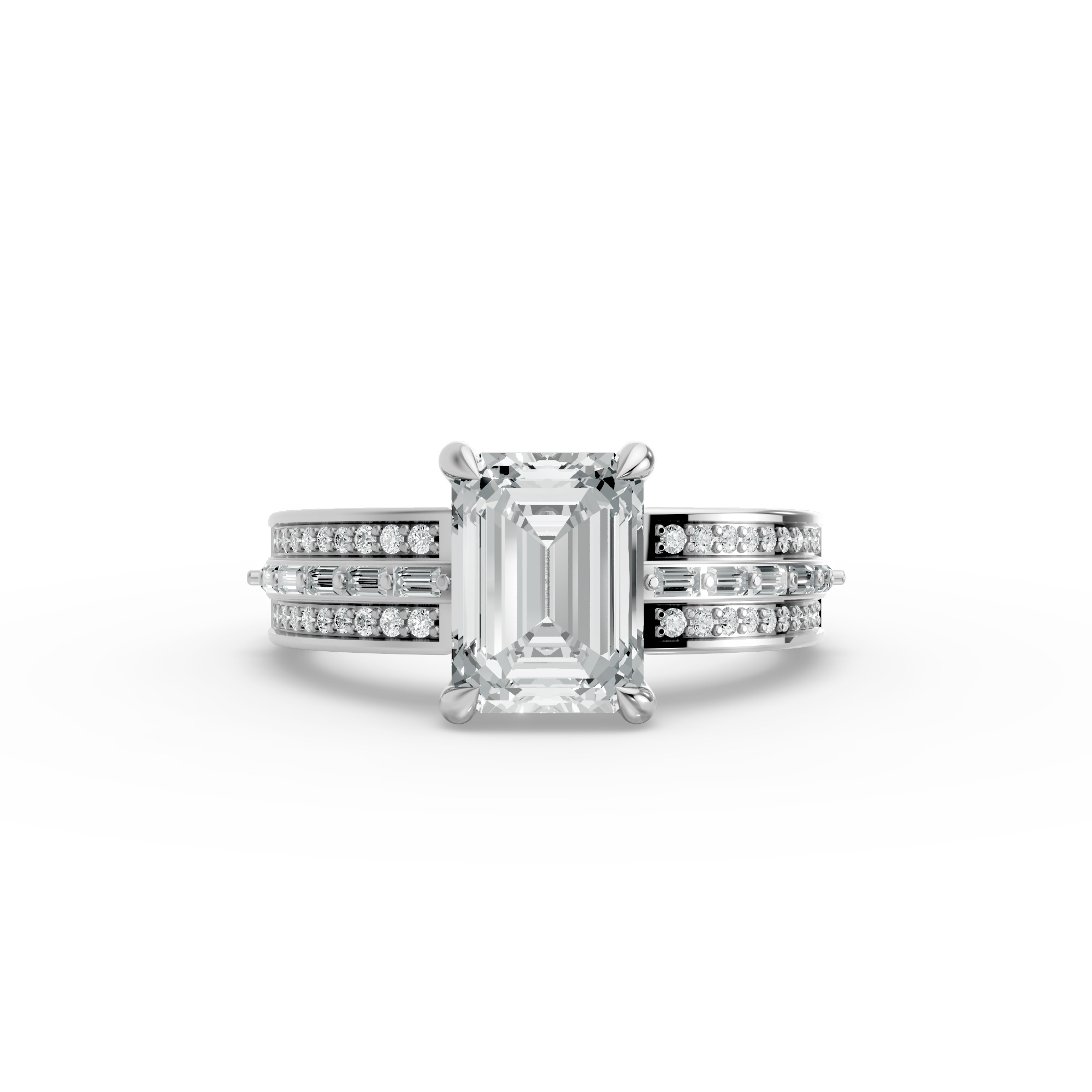 Emerald Shape Diamond Fancy Engagement Ring in Gold