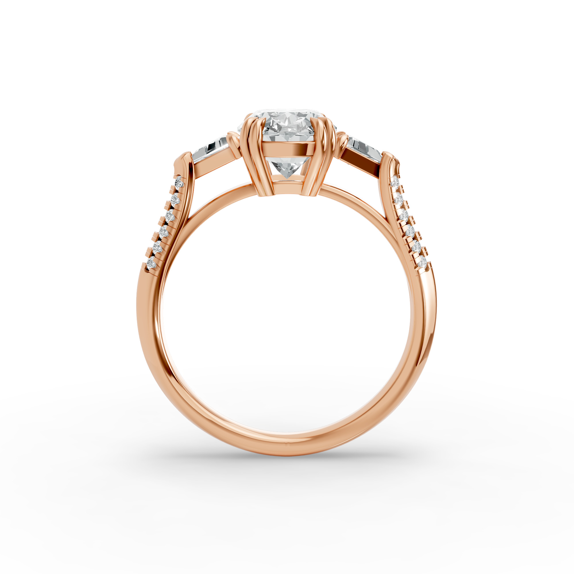 Oval Shape Diamond Fancy Engagement Ring in Gold