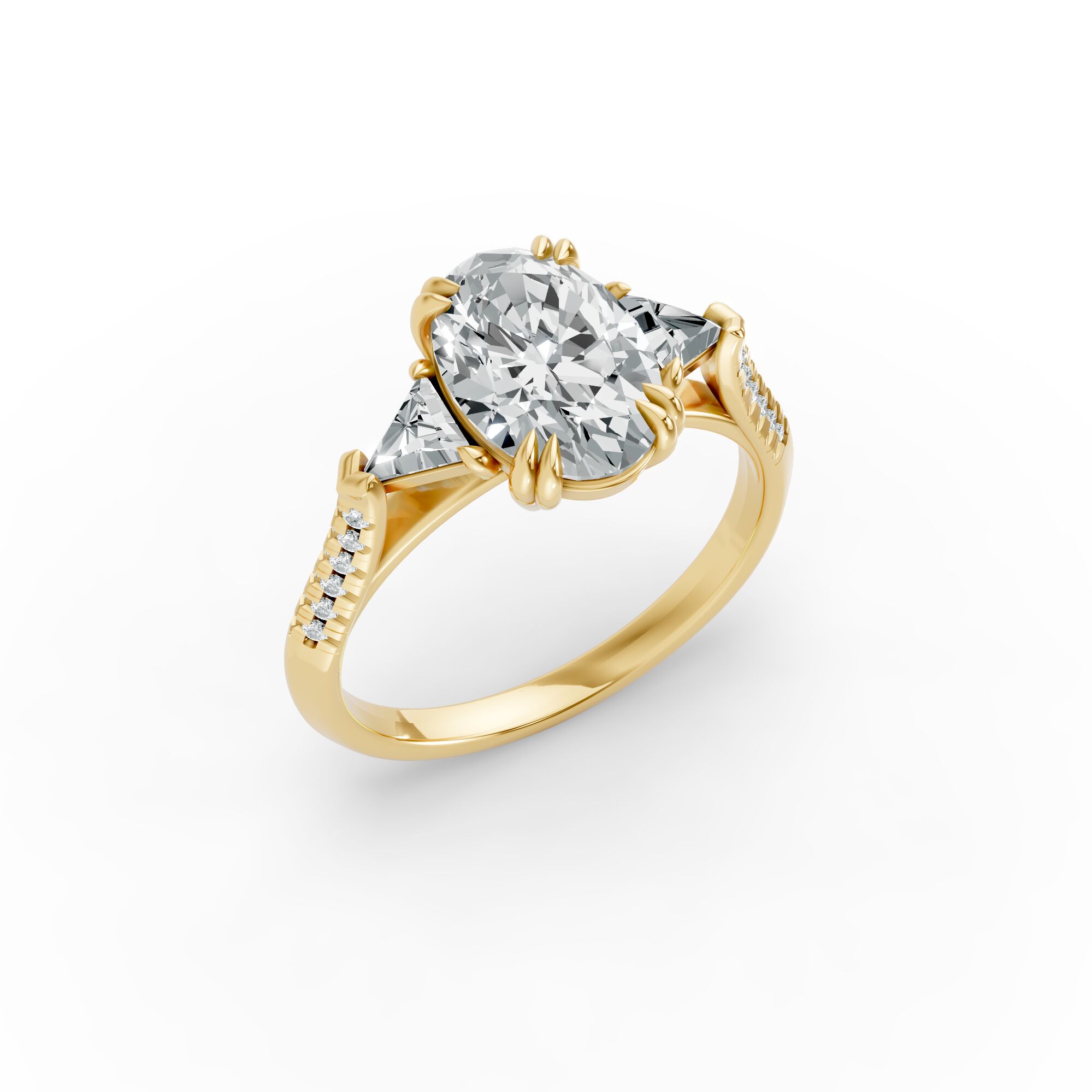 Oval Shape Diamond Fancy Engagement Ring in Gold