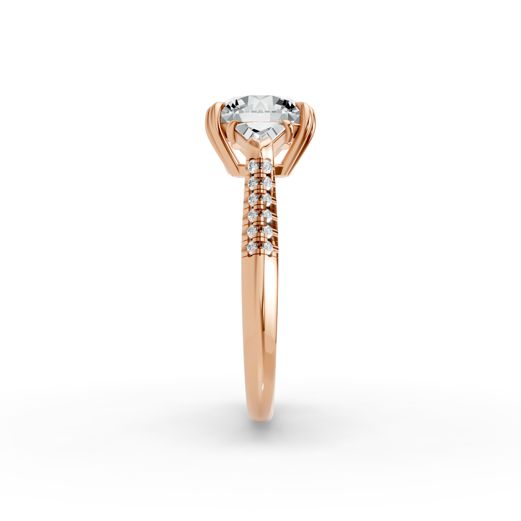 Round Shape Diamond Fancy Engagement Ring in Gold