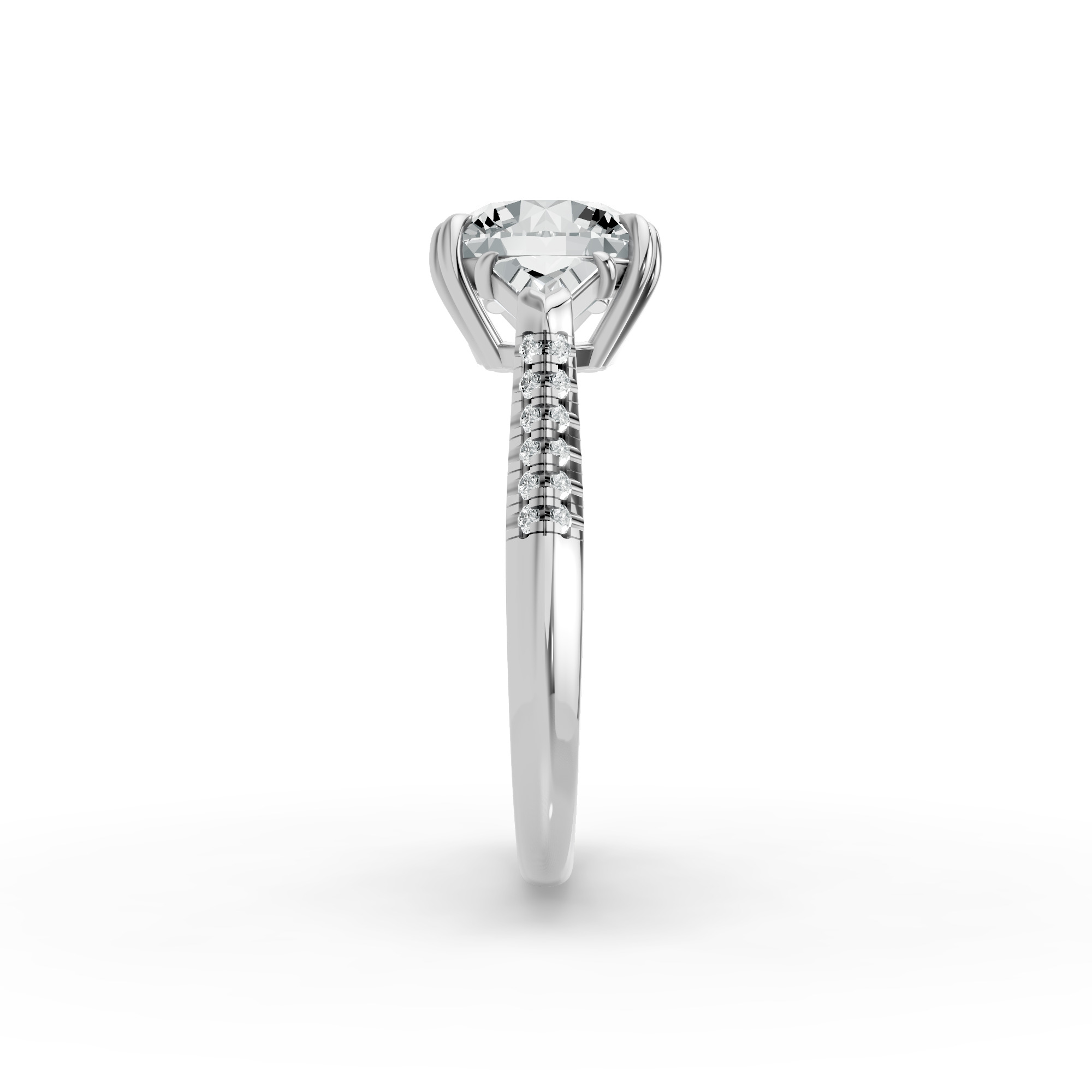 Round Shape Diamond Fancy Engagement Ring in Gold