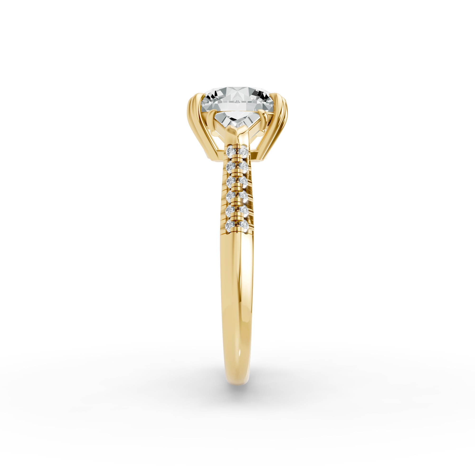 Round Shape Diamond Fancy Engagement Ring in Gold