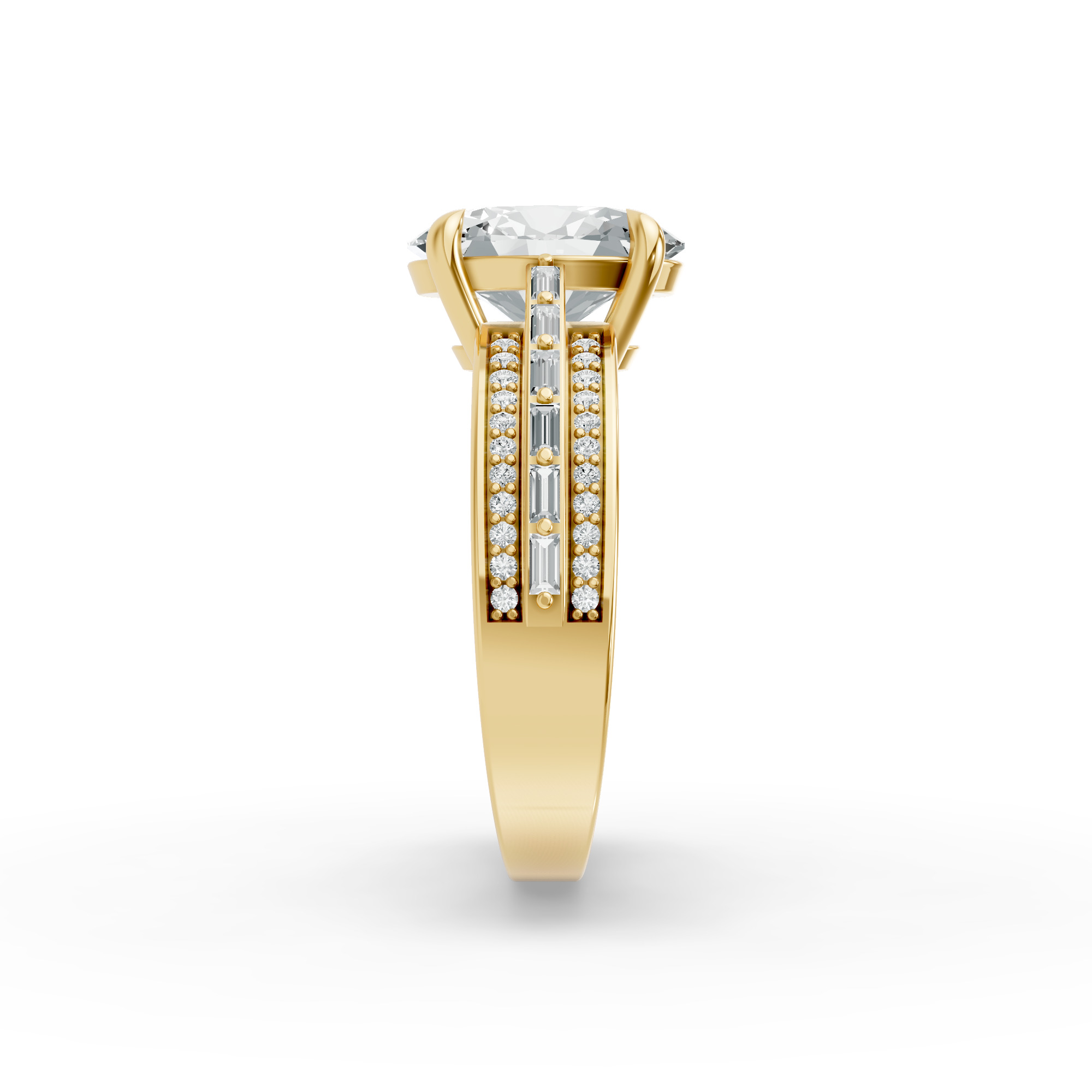 Oval Shape Diamond Fancy Engagement Ring in Gold