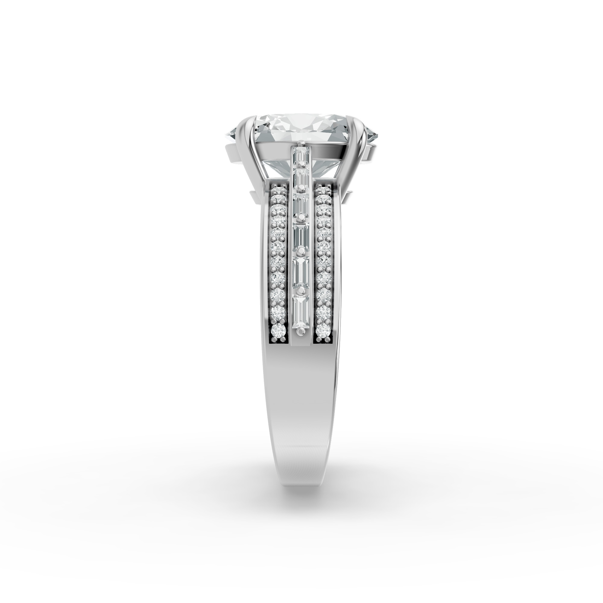 Oval Shape Diamond Fancy Engagement Ring in Gold