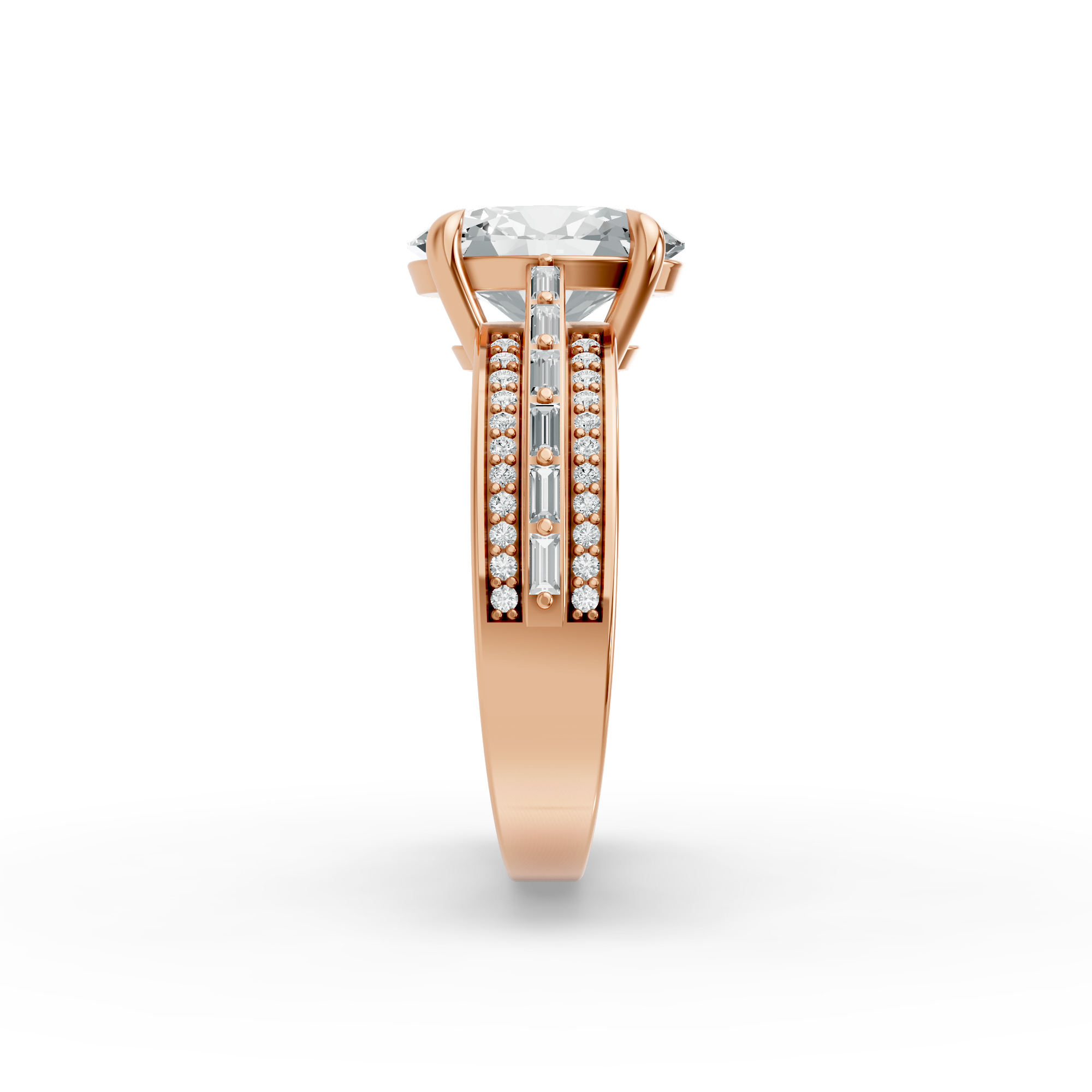 Oval Shape Diamond Fancy Engagement Ring in Gold