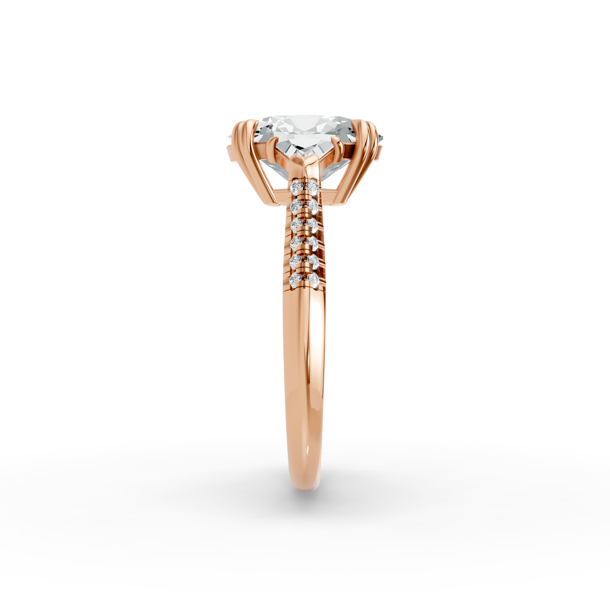 Oval Shape Diamond Fancy Engagement Ring in Gold