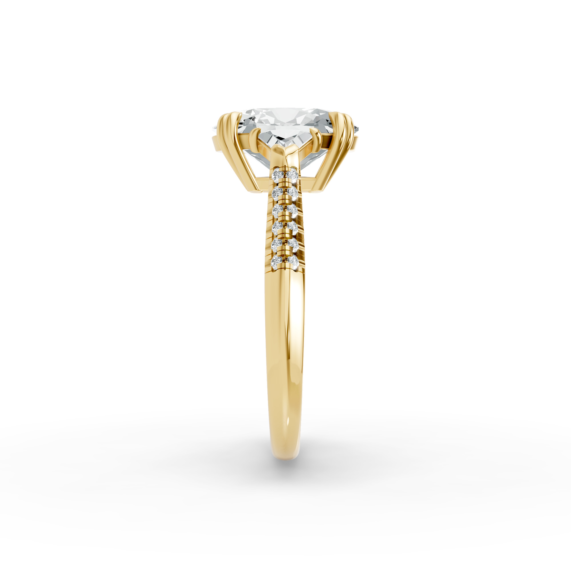 Oval Shape Diamond Fancy Engagement Ring in Gold