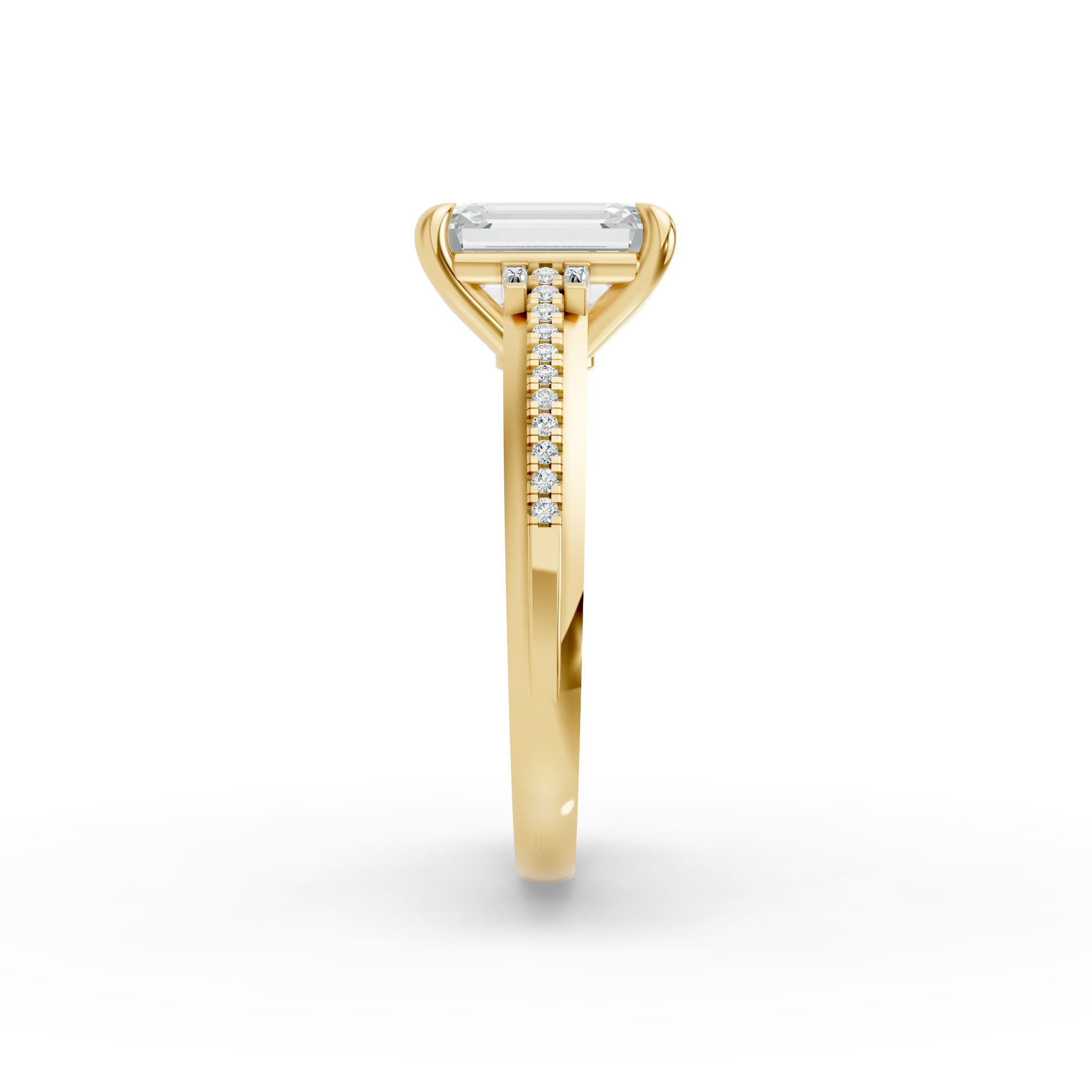 Emerald Shape Diamond Fancy Engagement Ring in Gold