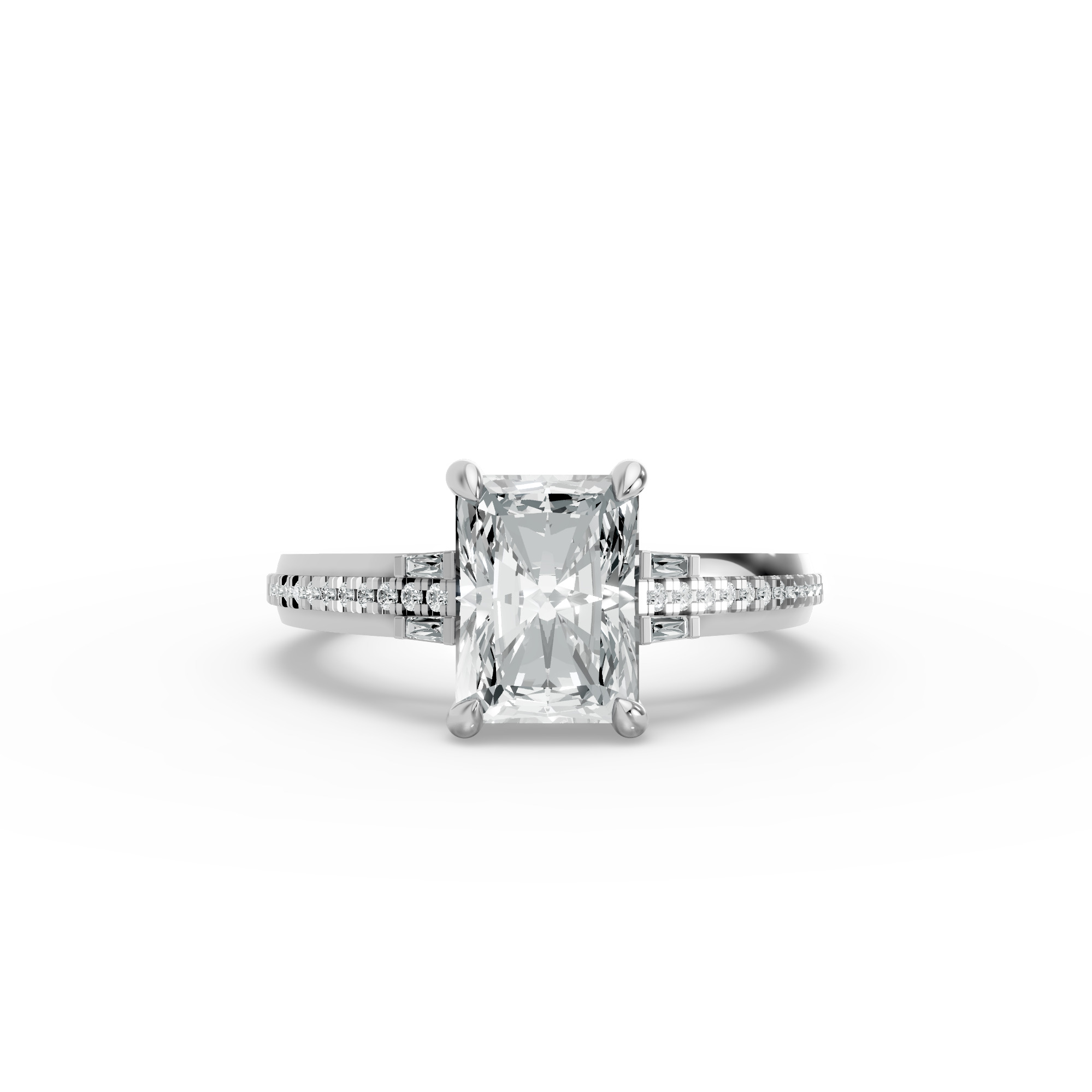 Radiant Shape Diamond Fancy Engagement Ring in Gold
