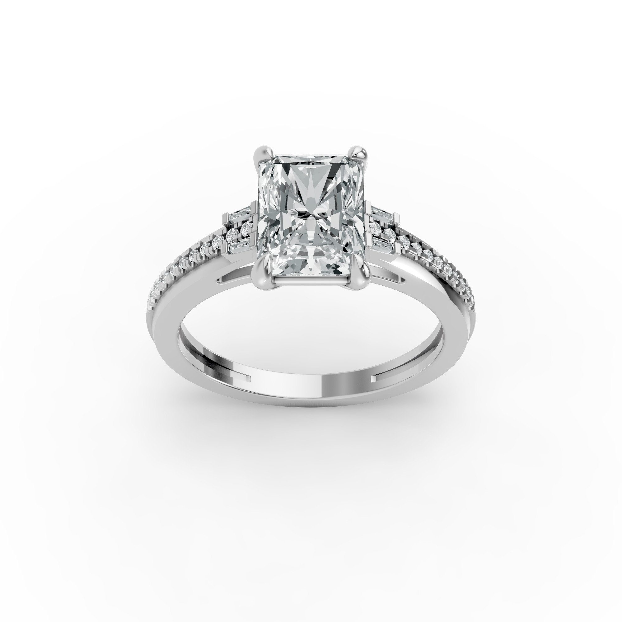 Radiant Shape Diamond Fancy Engagement Ring in Gold