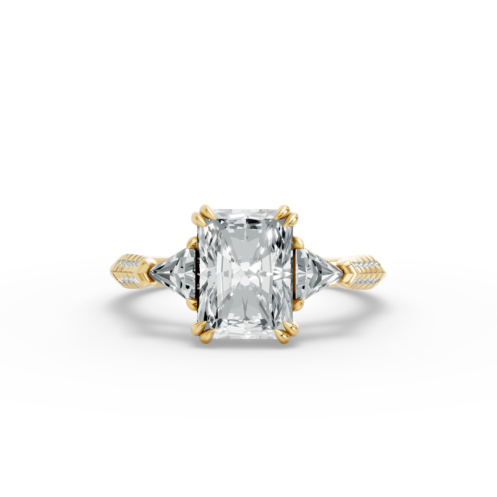 Radiant Shape Diamond Fancy Engagement Ring in Gold