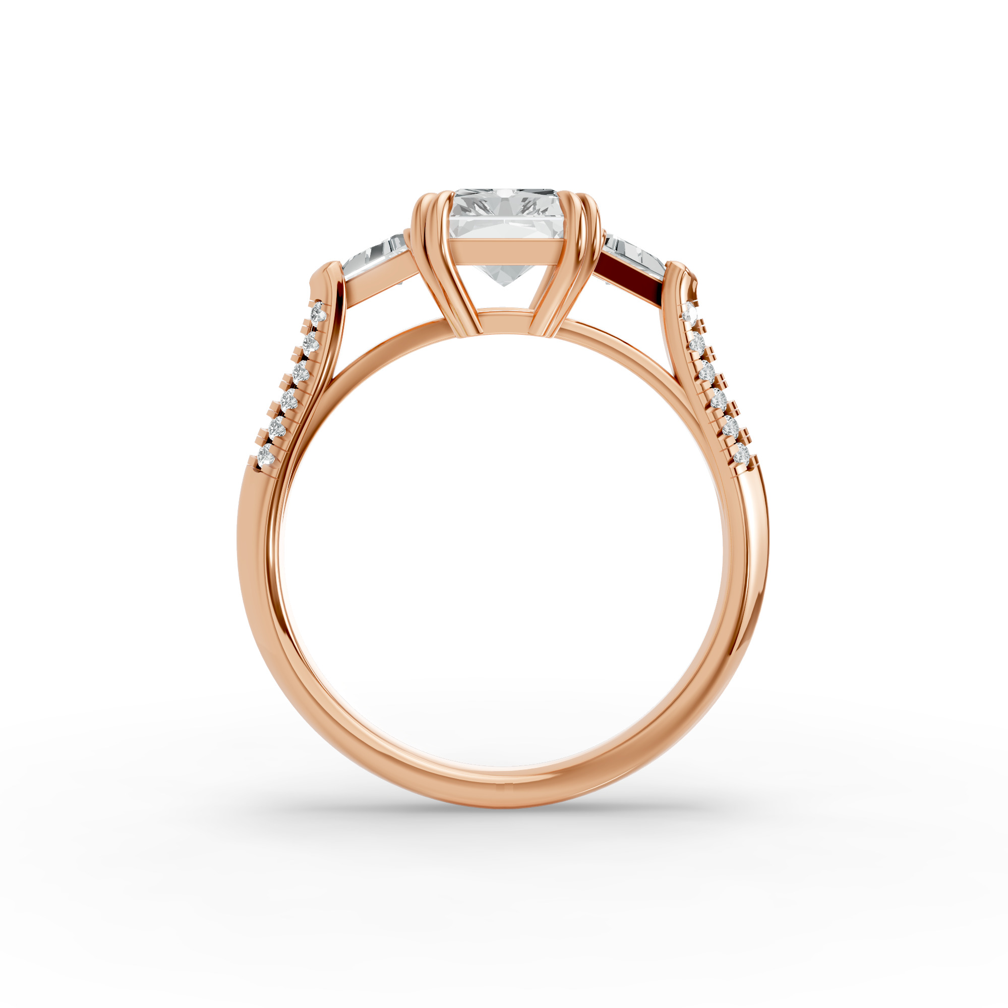 Radiant Shape Diamond Fancy Engagement Ring in Gold