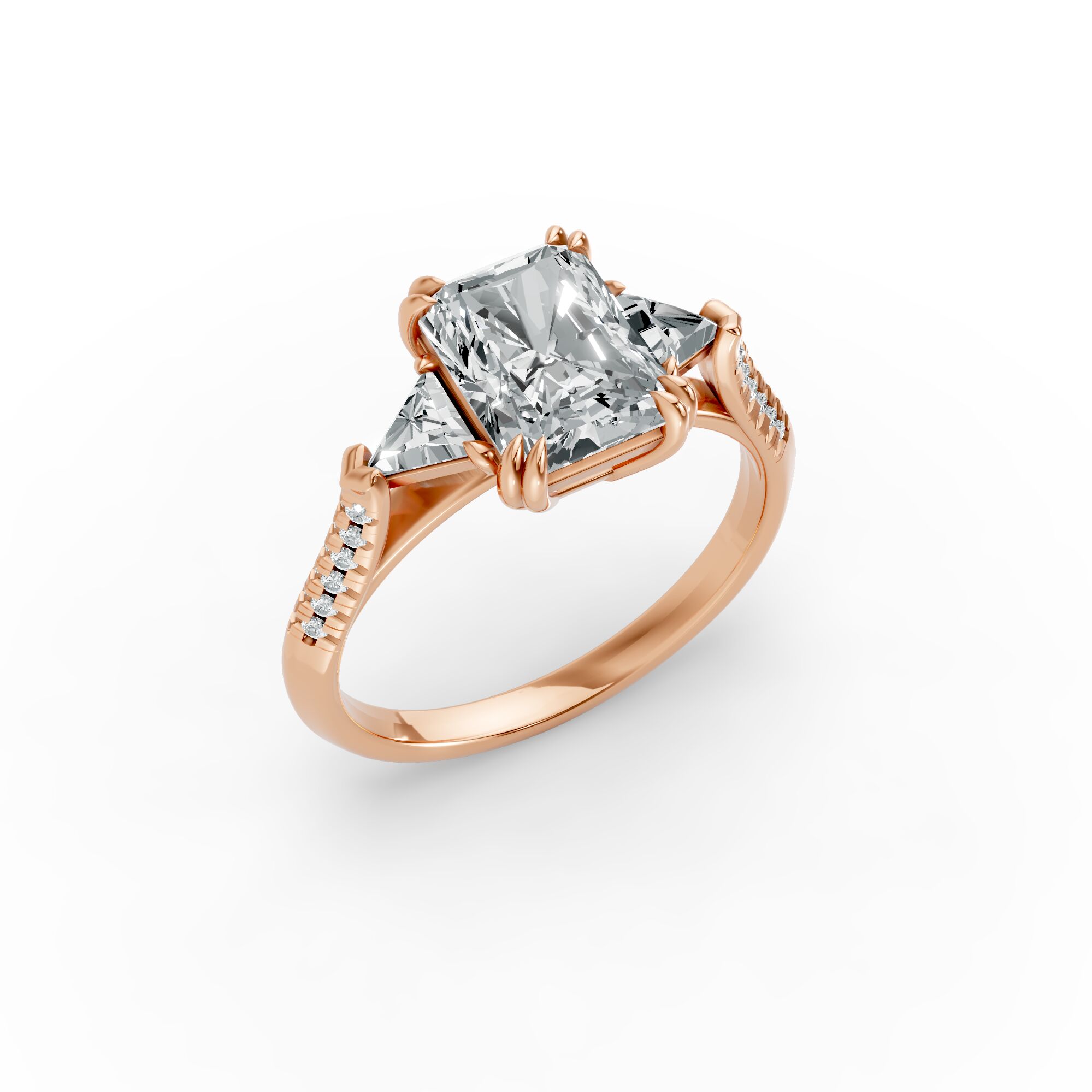 Radiant Shape Diamond Fancy Engagement Ring in Gold