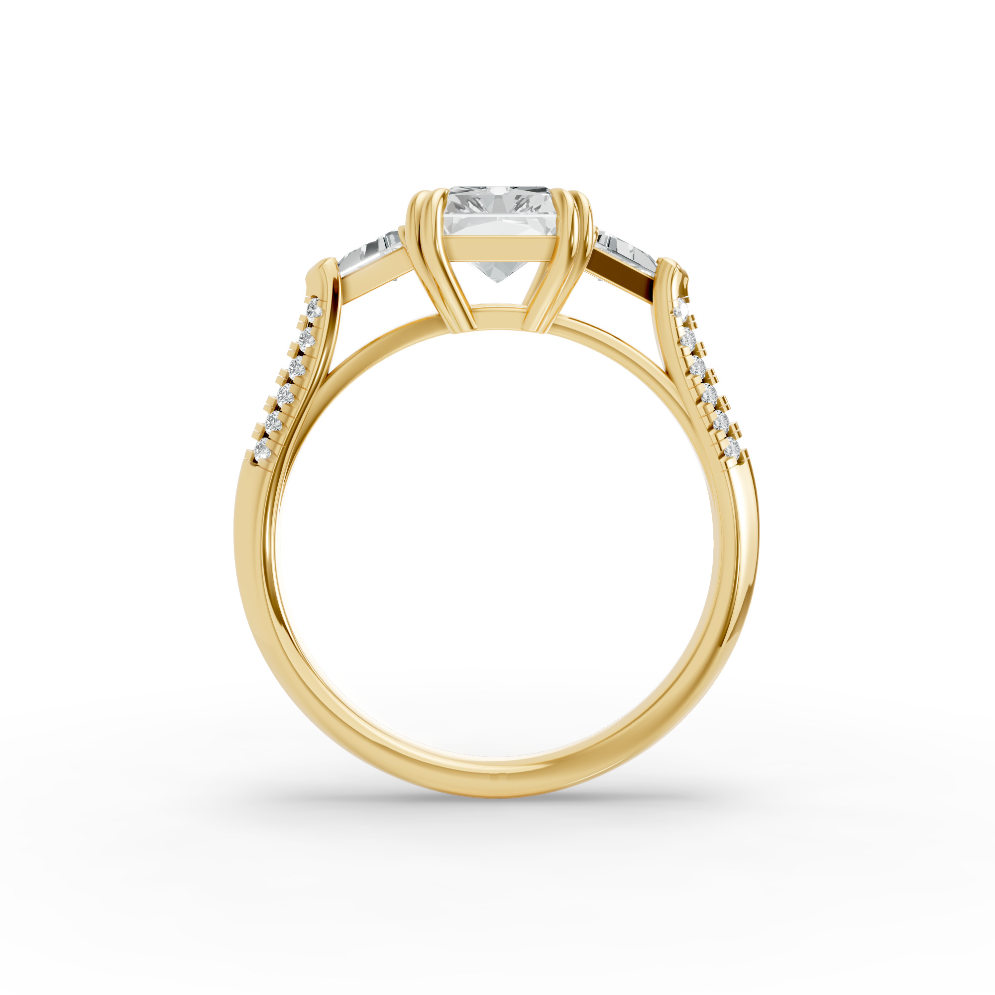 Radiant Shape Diamond Fancy Engagement Ring in Gold