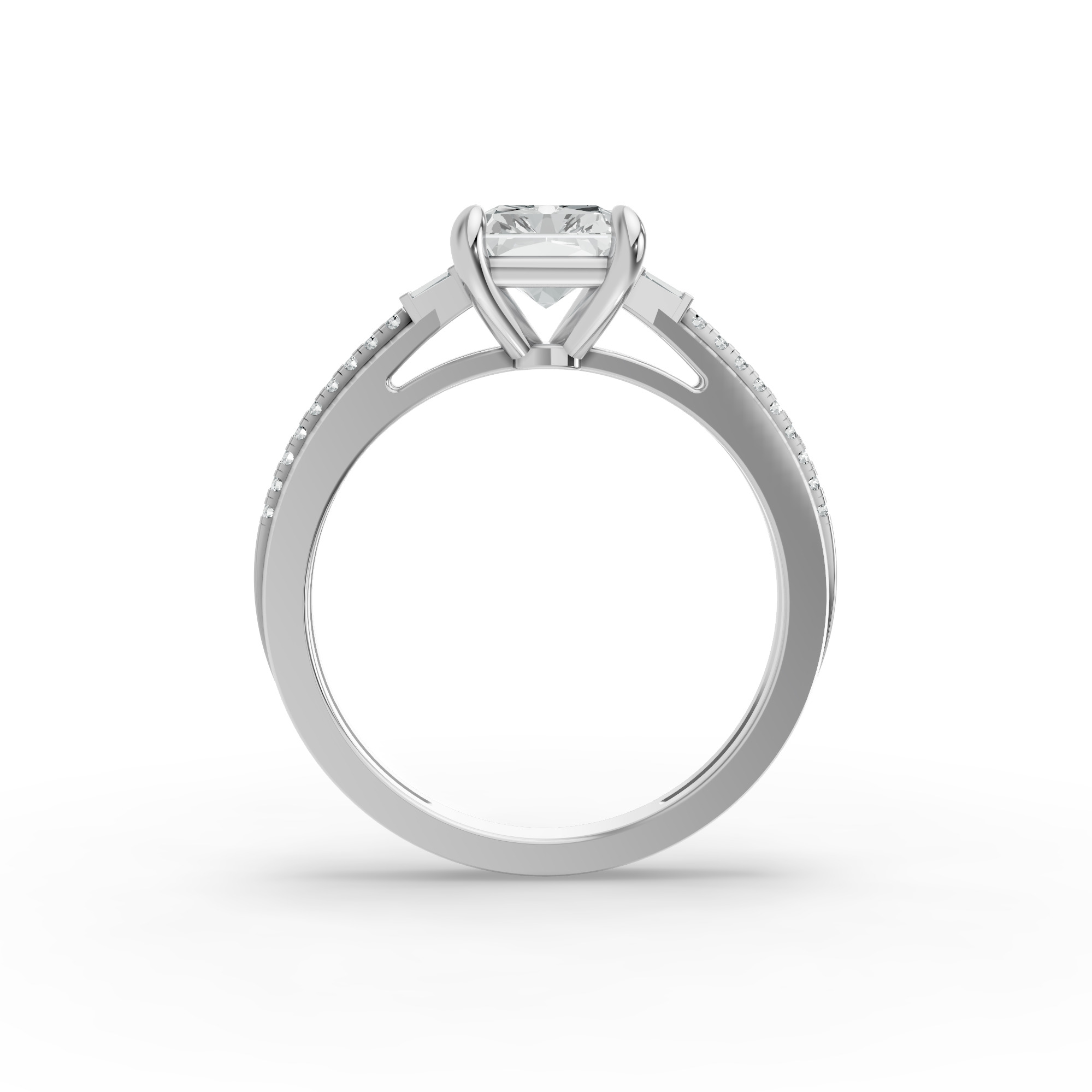 Radiant Shape Diamond Fancy Engagement Ring in Gold