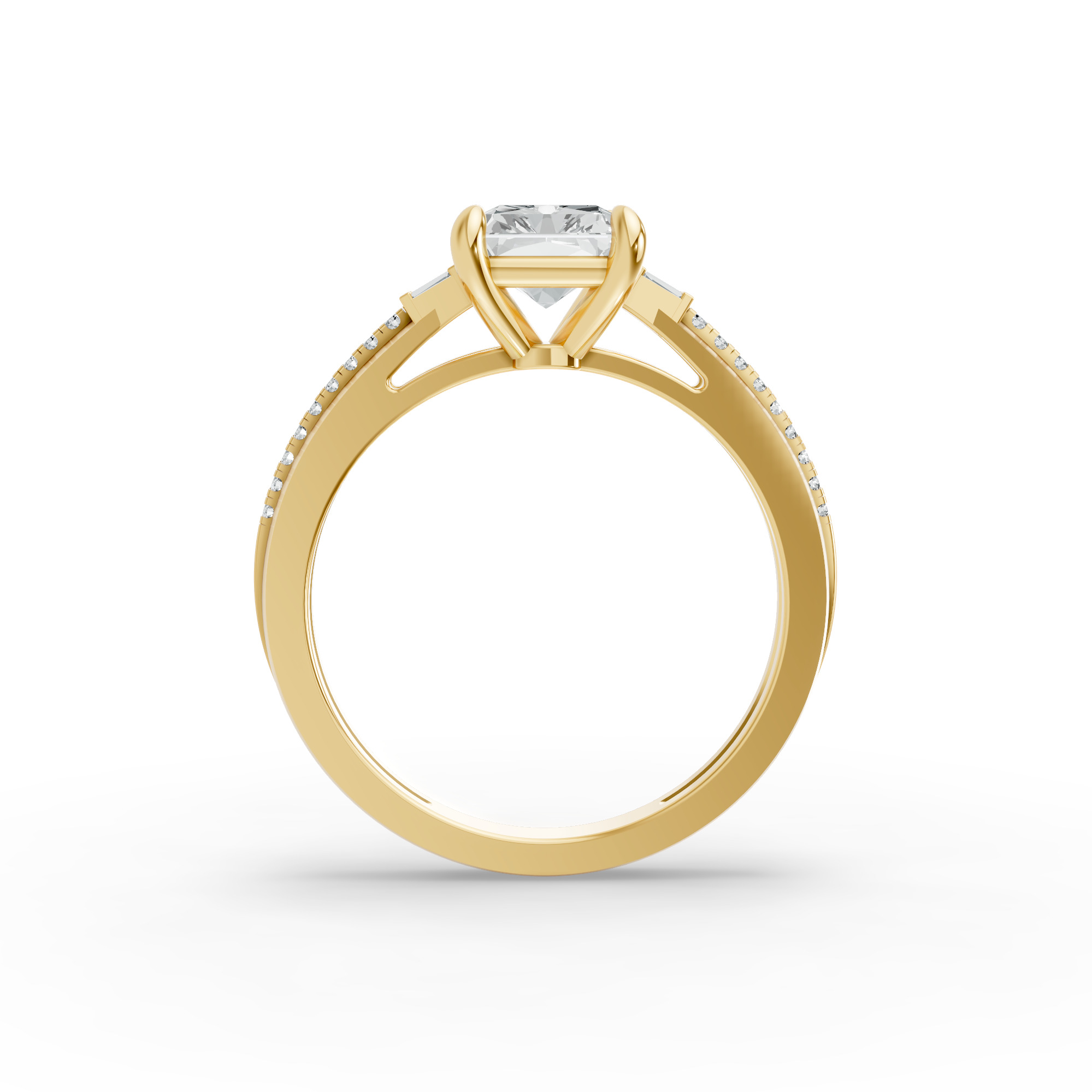 Radiant Shape Diamond Fancy Engagement Ring in Gold