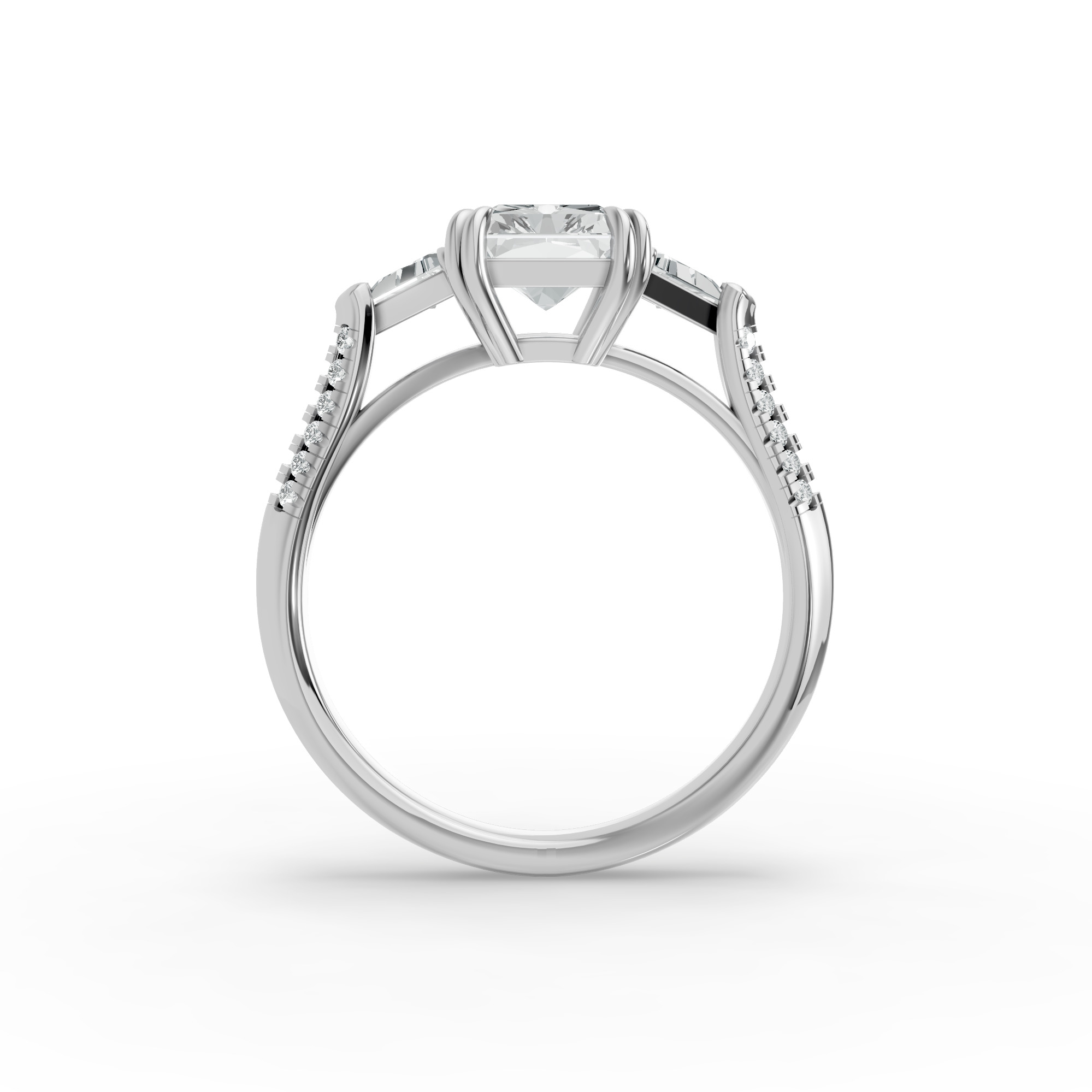 Radiant Shape Diamond Fancy Engagement Ring in Gold