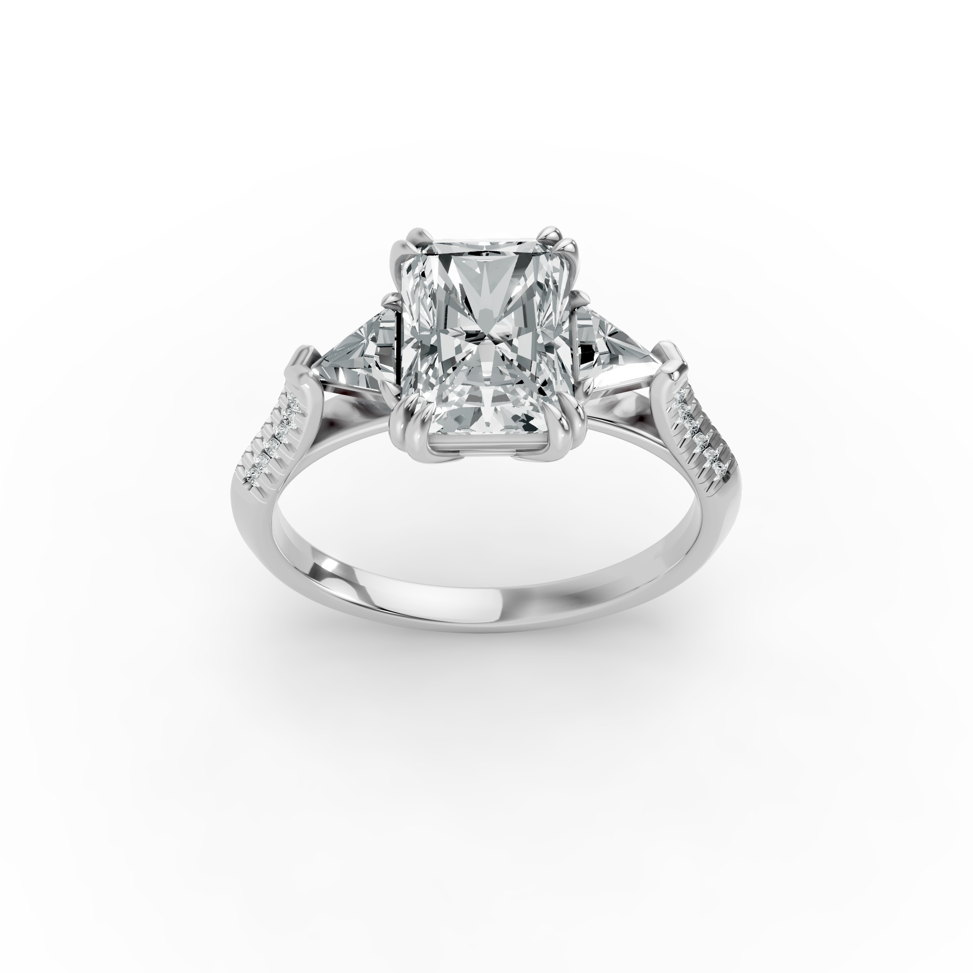 Radiant Shape Diamond Fancy Engagement Ring in Gold