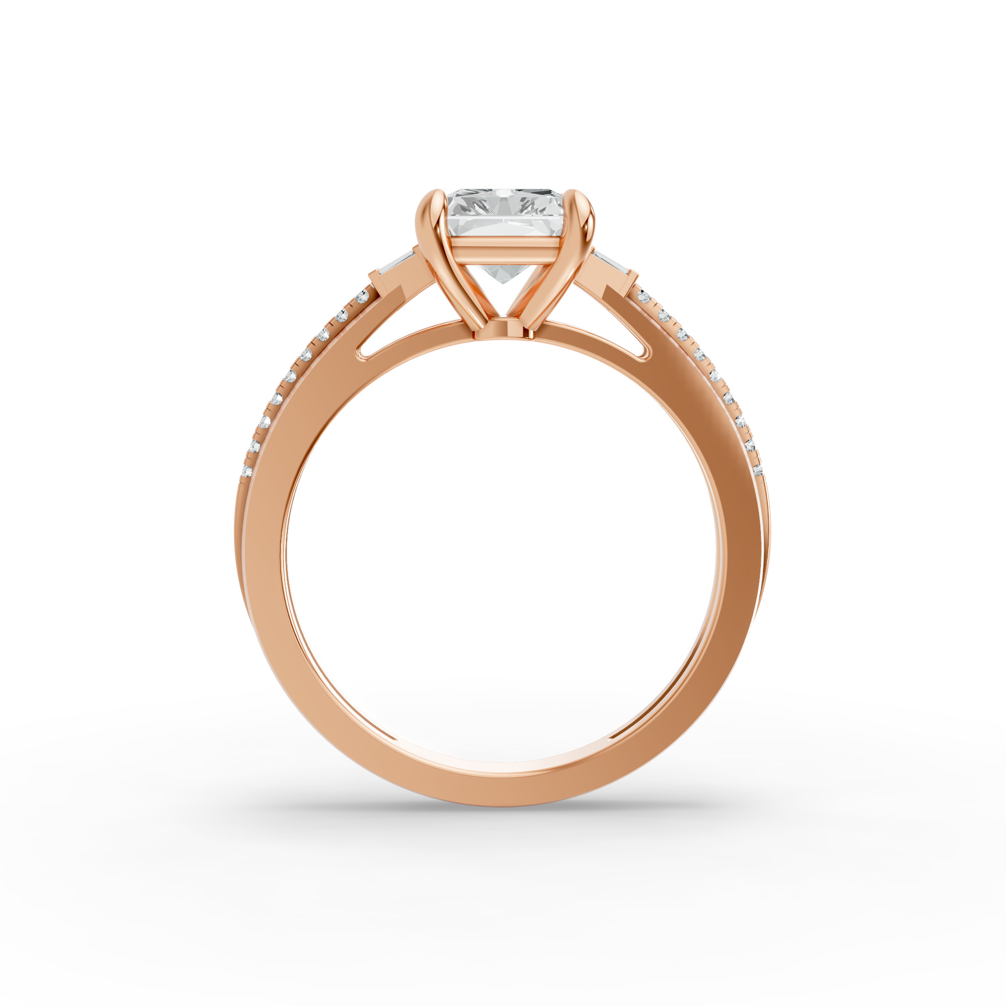 Radiant Shape Diamond Fancy Engagement Ring in Gold