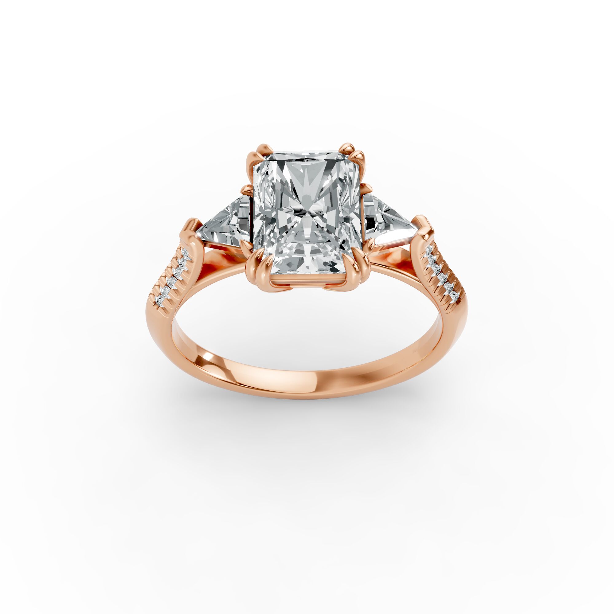 Radiant Shape Diamond Fancy Engagement Ring in Gold