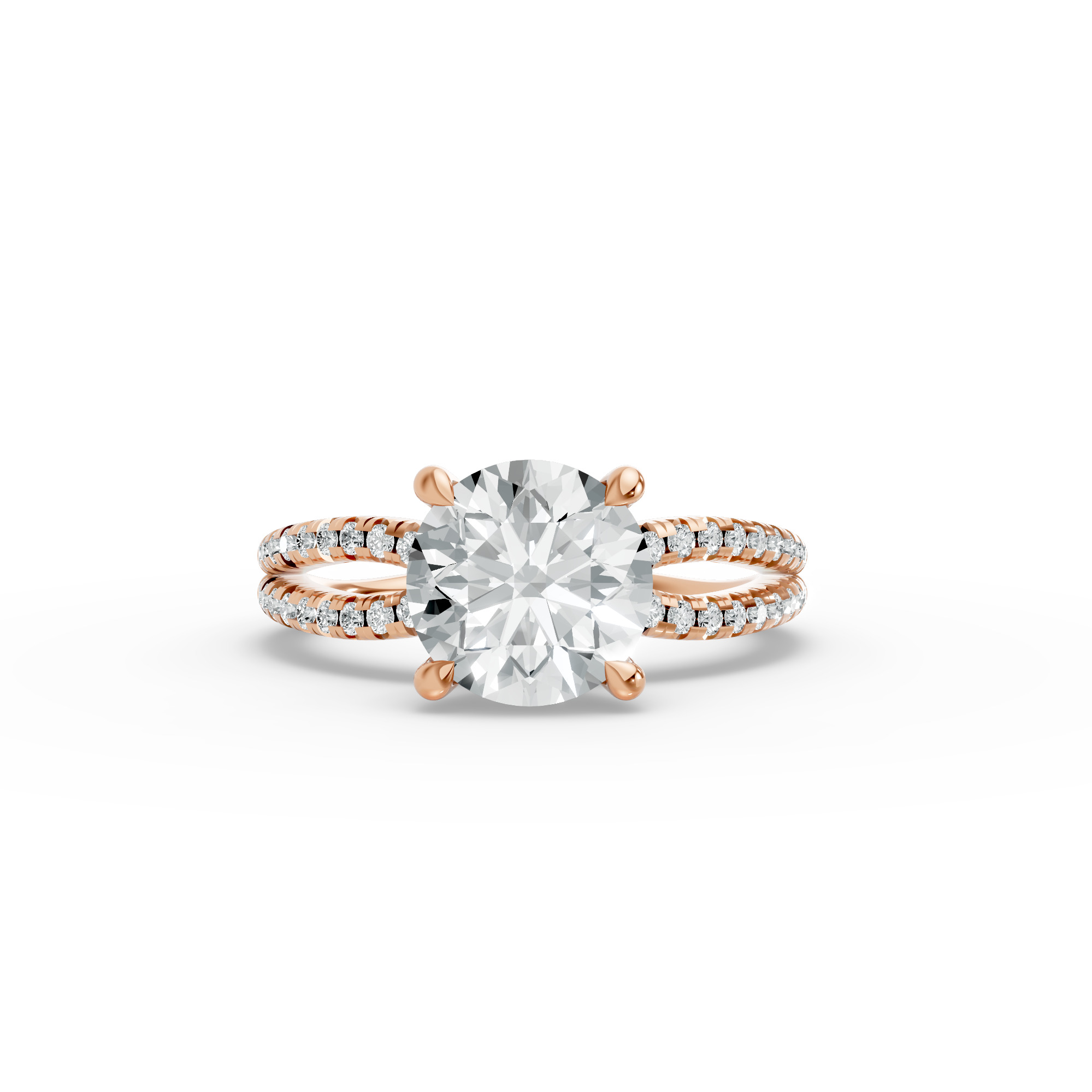 Round Shape Diamond Fancy Engagement Ring in Gold