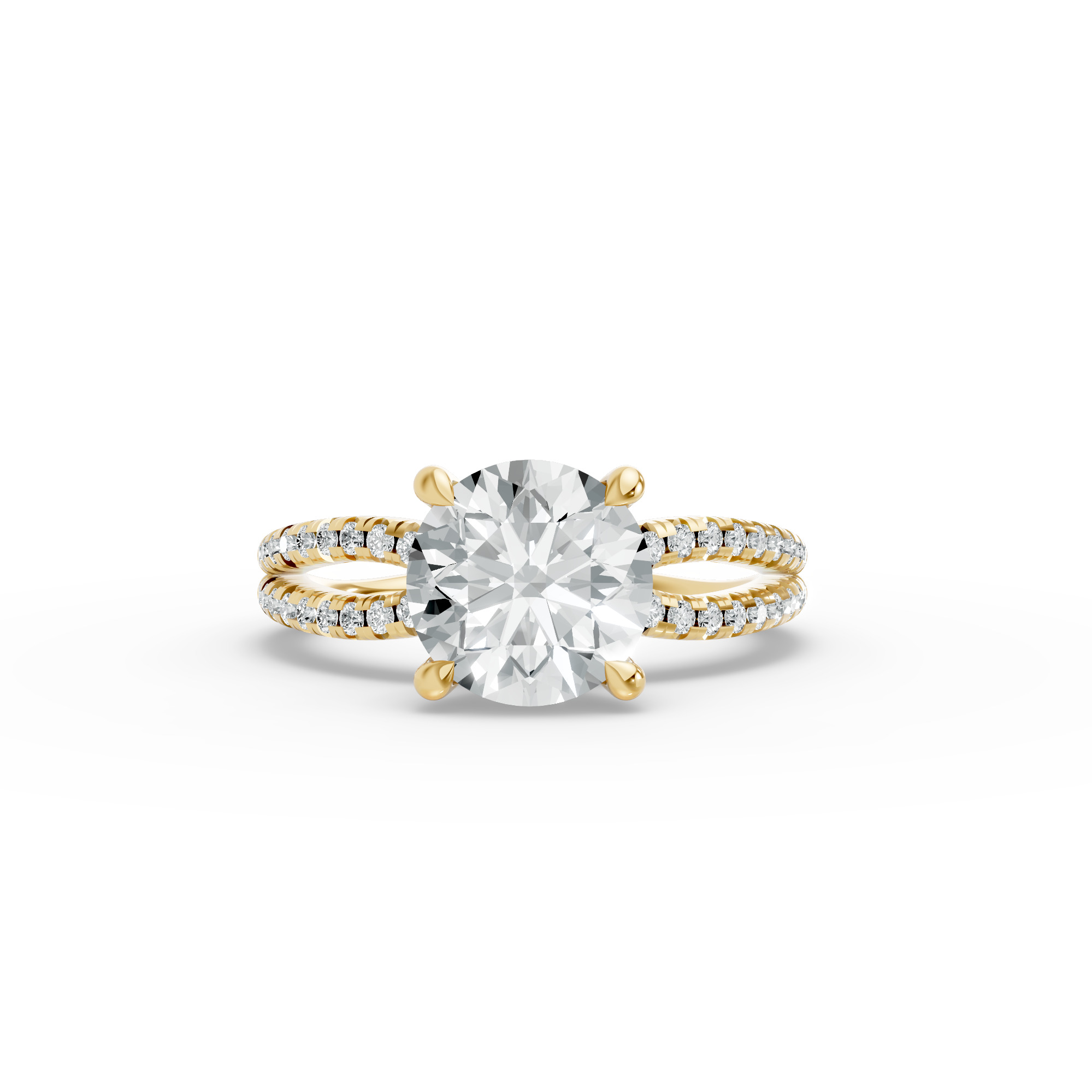 Round Shape Diamond Fancy Engagement Ring in Gold