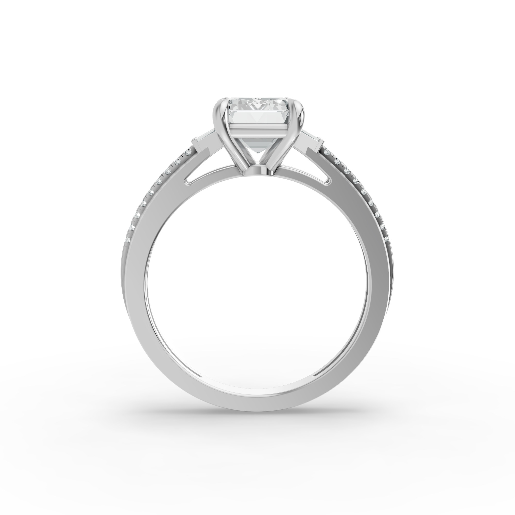 Emerald Shape Diamond Fancy Engagement Ring in Gold