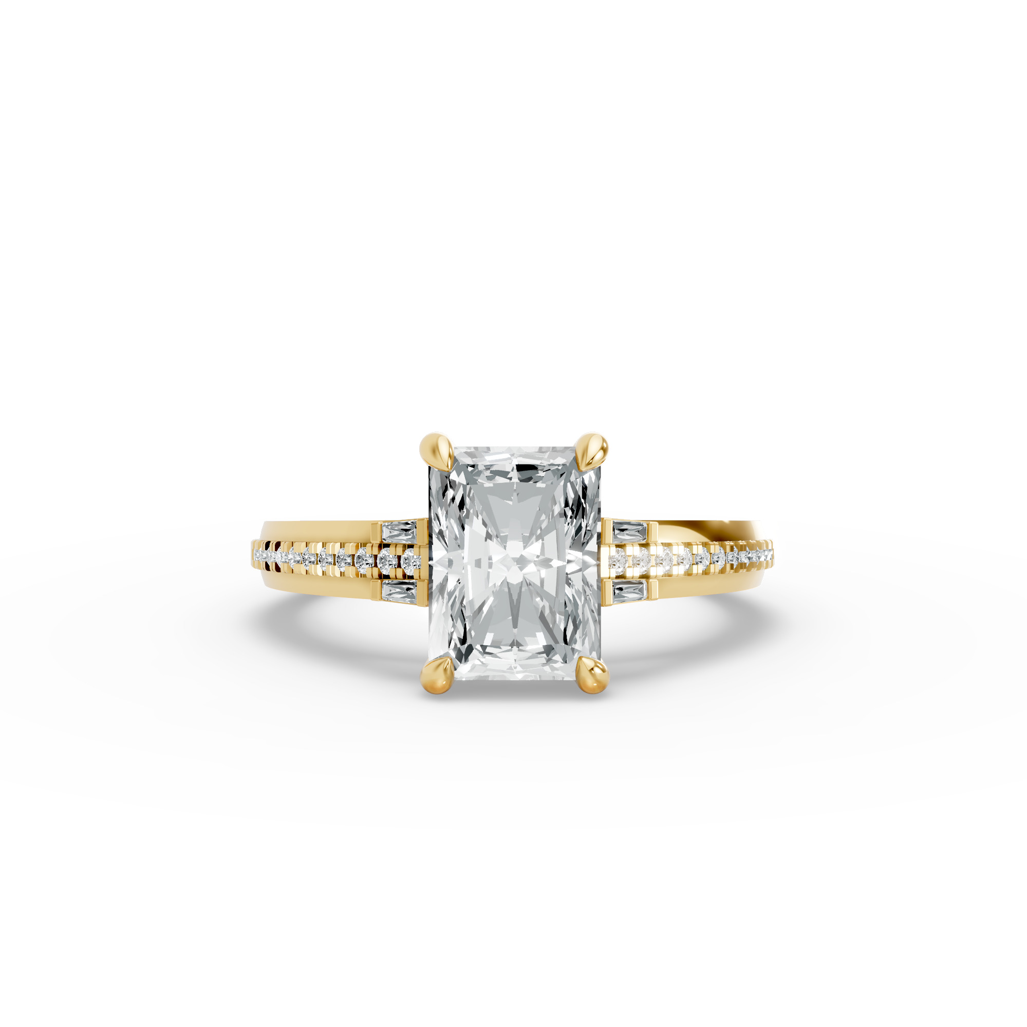 Radiant Shape Diamond Fancy Engagement Ring in Gold