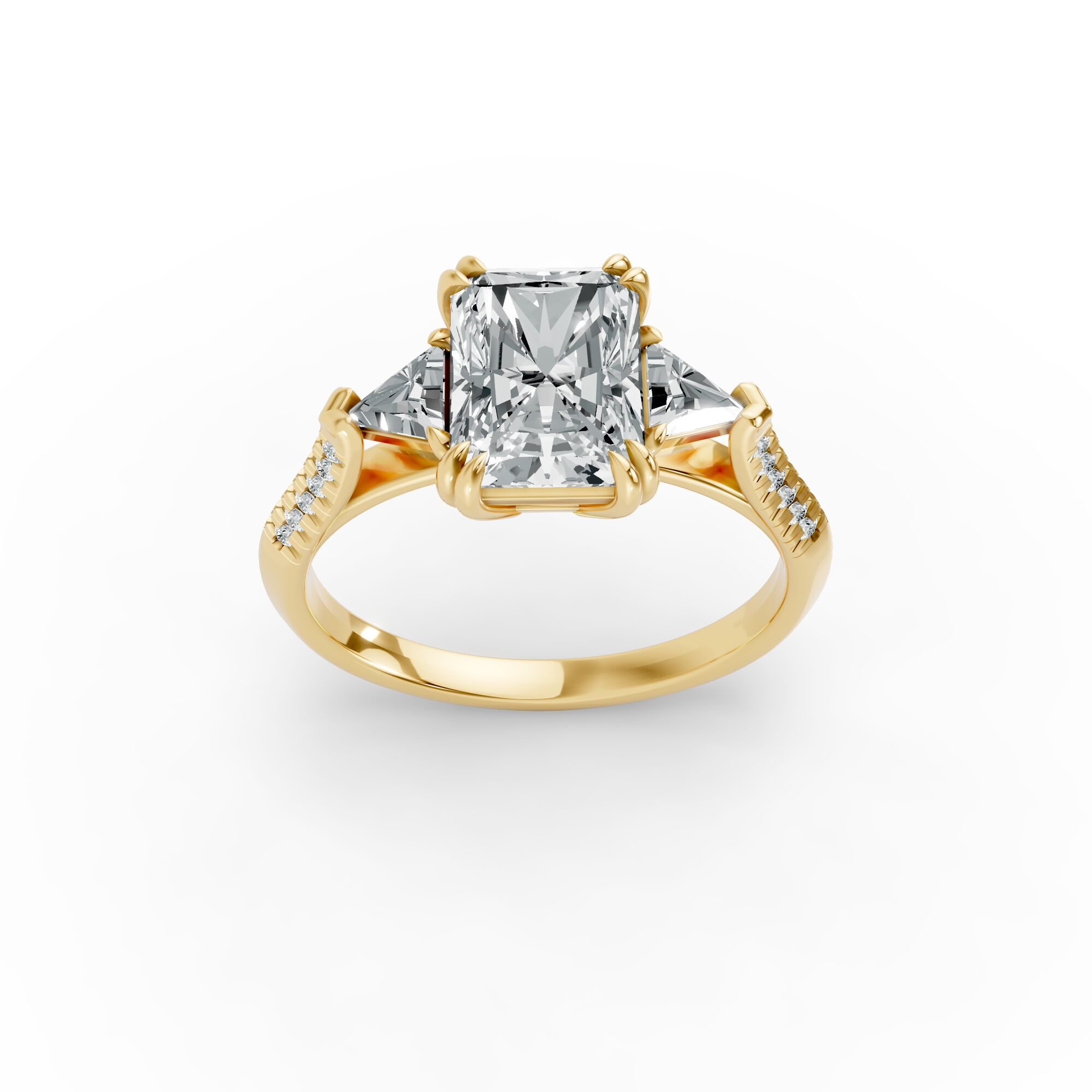Radiant Shape Diamond Fancy Engagement Ring in Gold