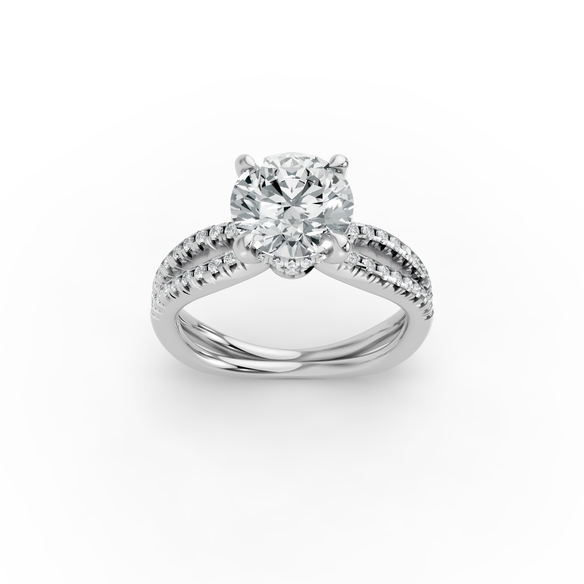 Round Shape Diamond Fancy Engagement Ring in Gold