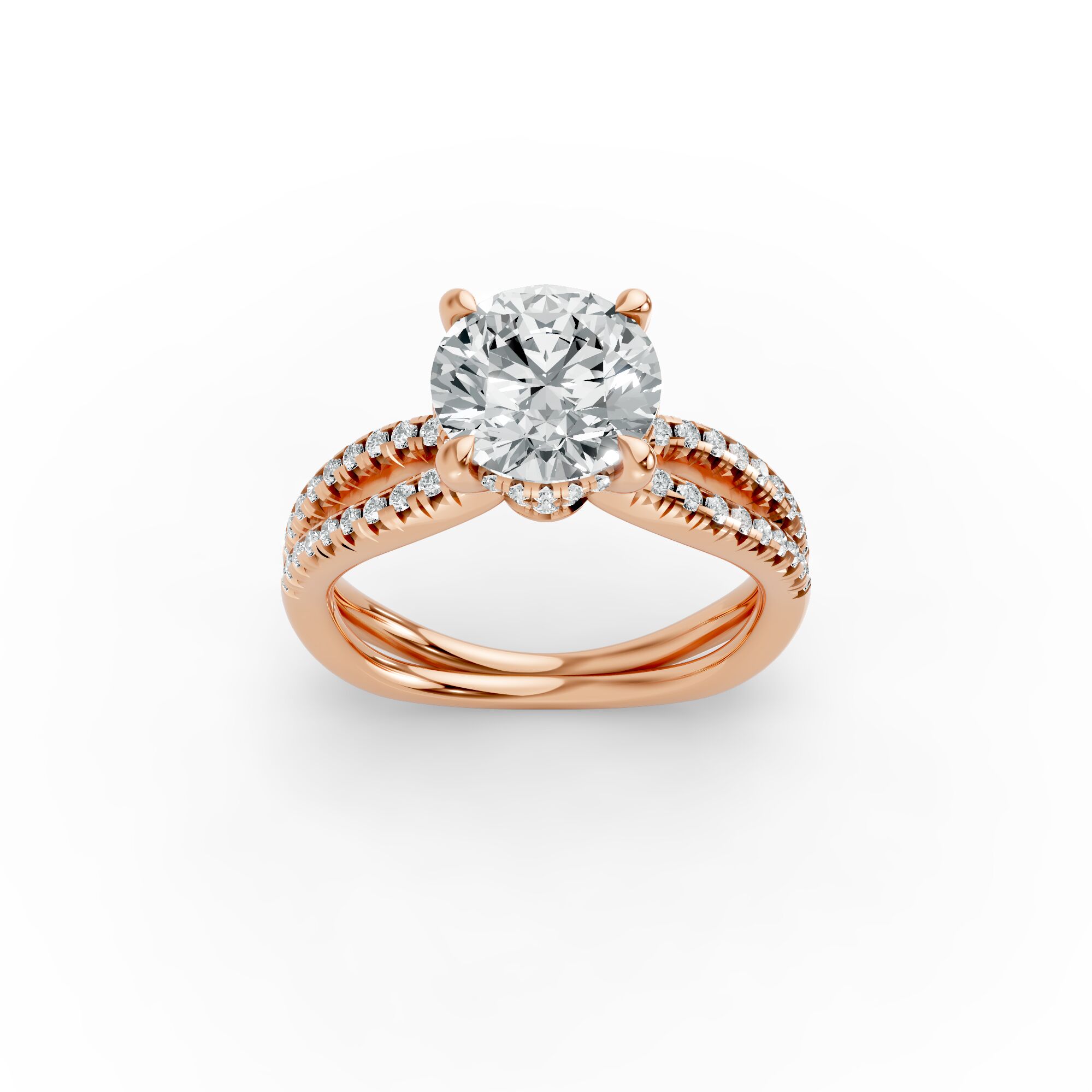 Round Shape Diamond Fancy Engagement Ring in Gold