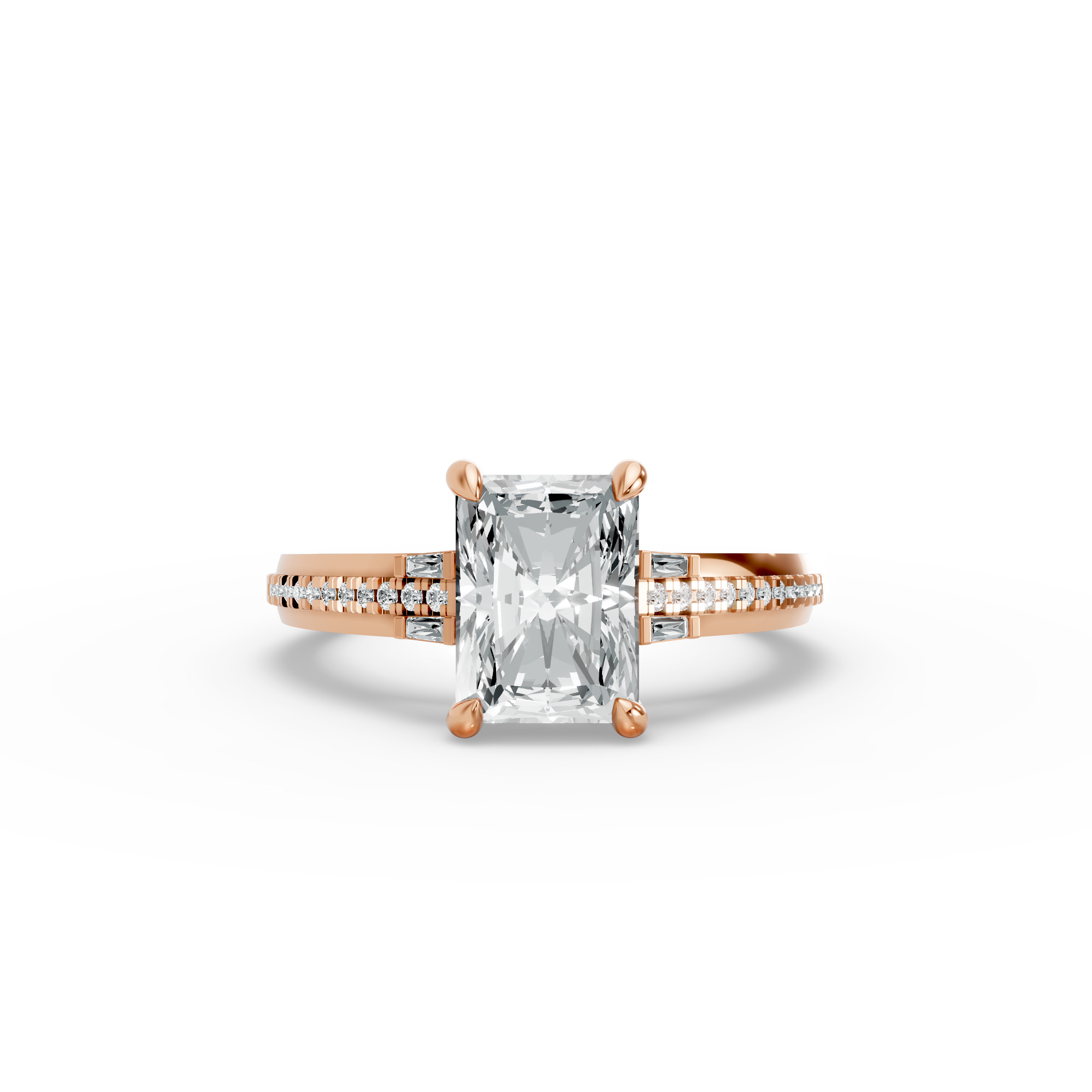 Radiant Shape Diamond Fancy Engagement Ring in Gold