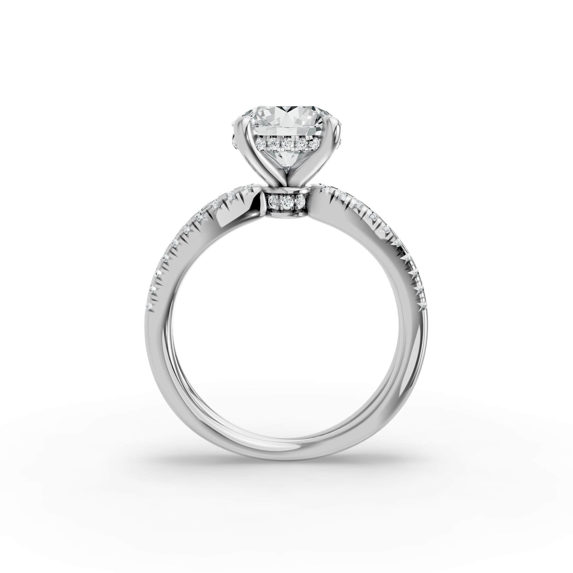 Round Shape Diamond Fancy Engagement Ring in Gold