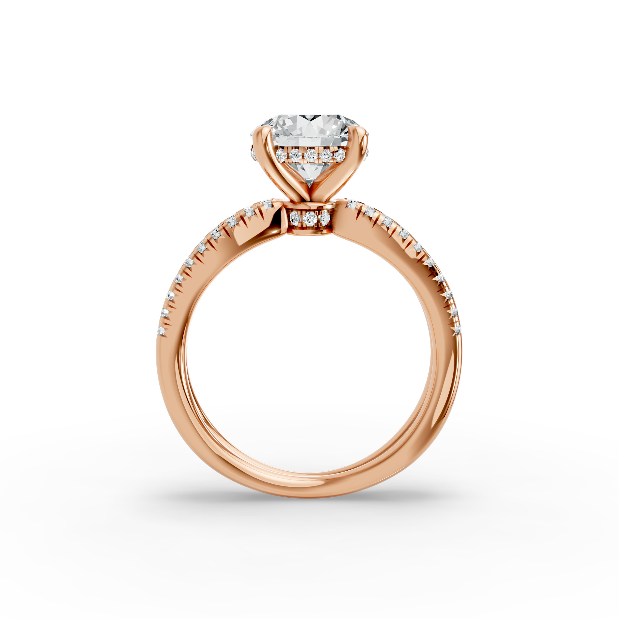 Round Shape Diamond Fancy Engagement Ring in Gold