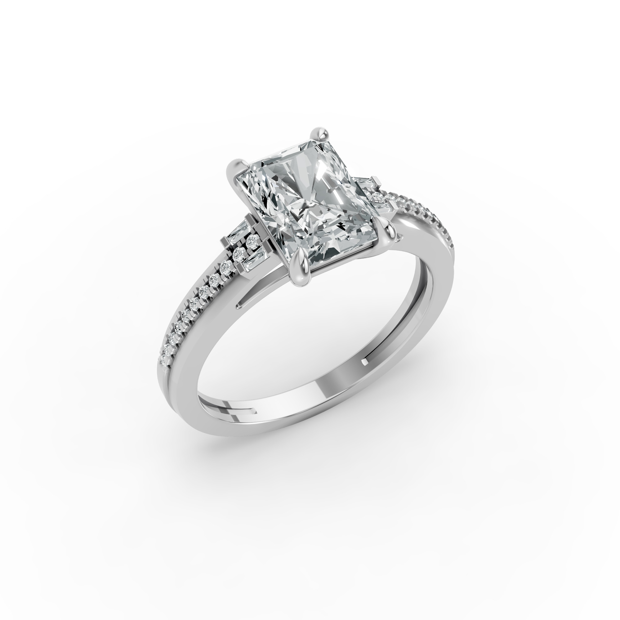 Radiant Shape Diamond Fancy Engagement Ring in Gold