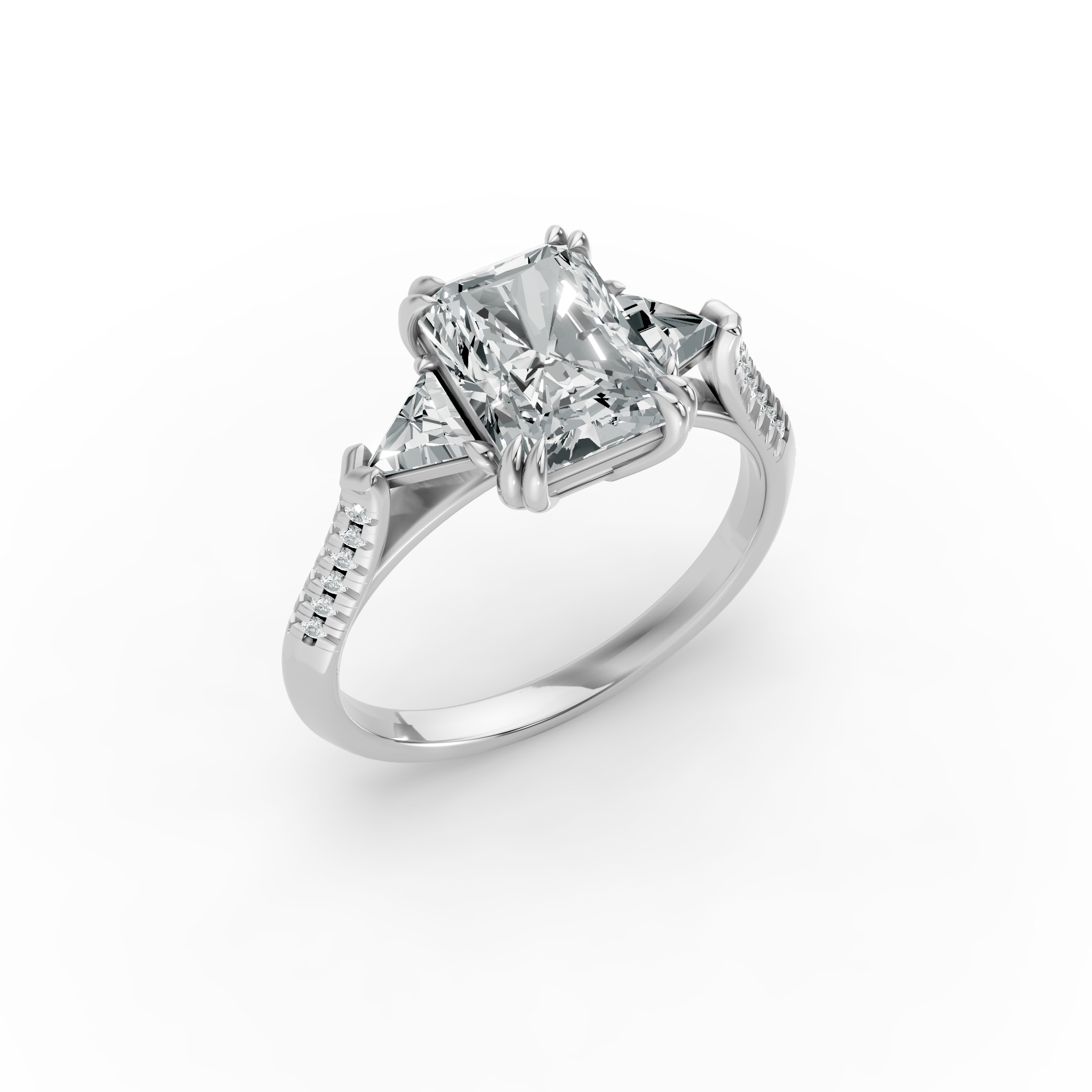 Radiant Shape Diamond Fancy Engagement Ring in Gold