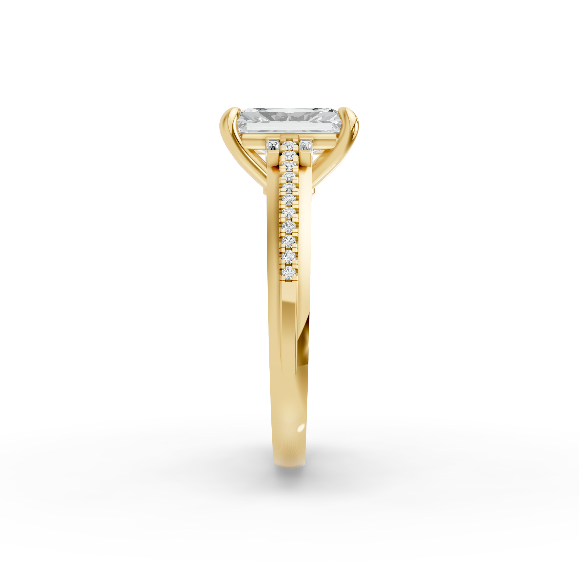 Radiant Shape Diamond Fancy Engagement Ring in Gold