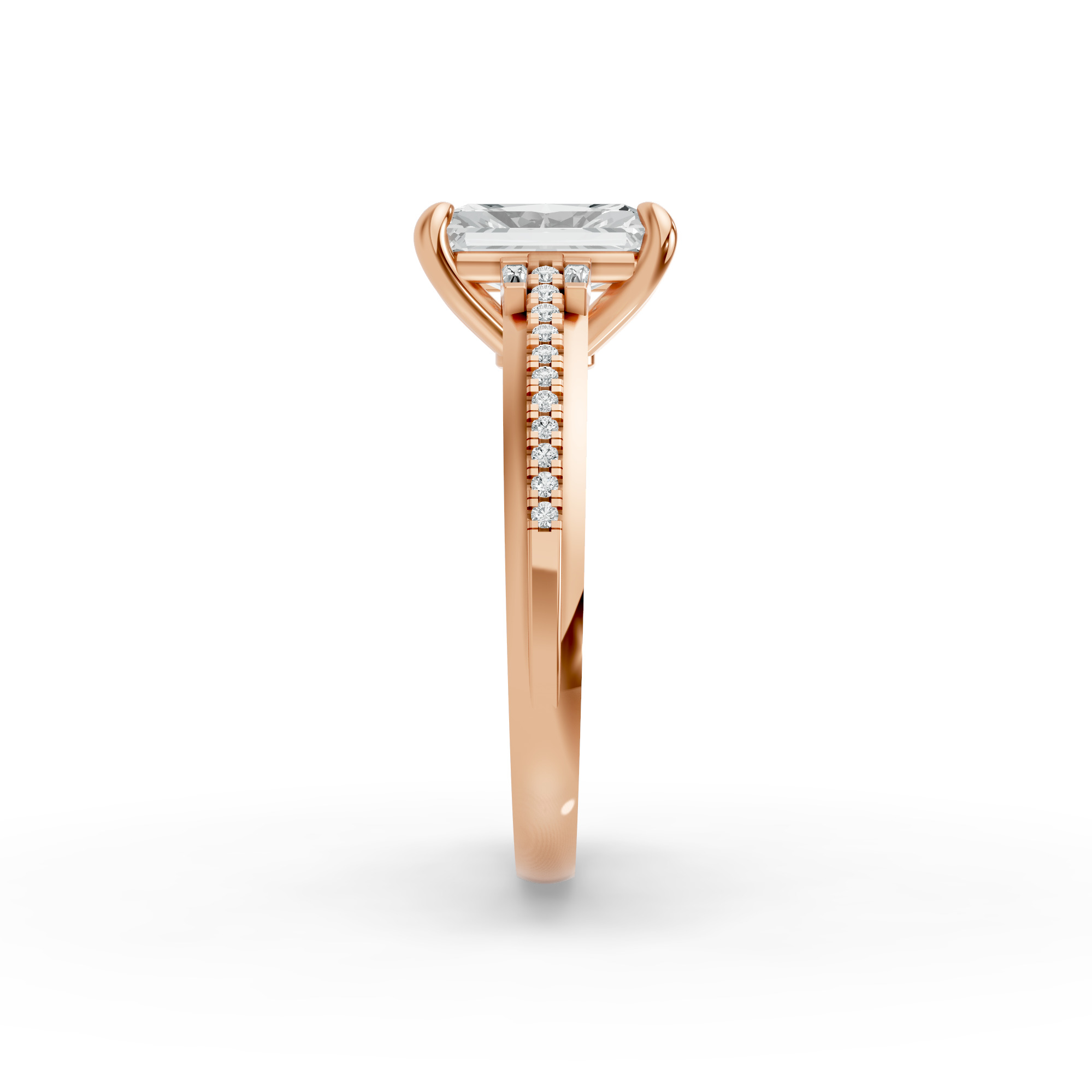 Radiant Shape Diamond Fancy Engagement Ring in Gold
