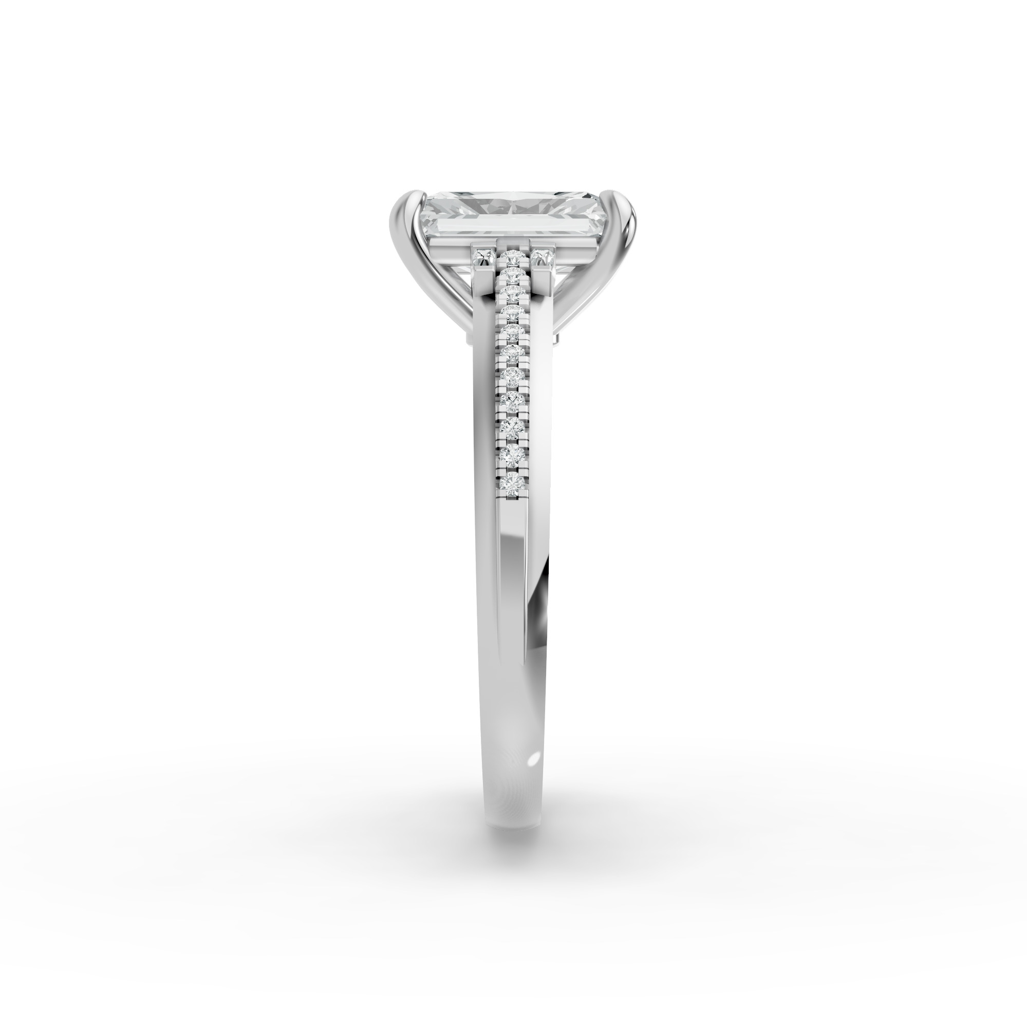 Radiant Shape Diamond Fancy Engagement Ring in Gold