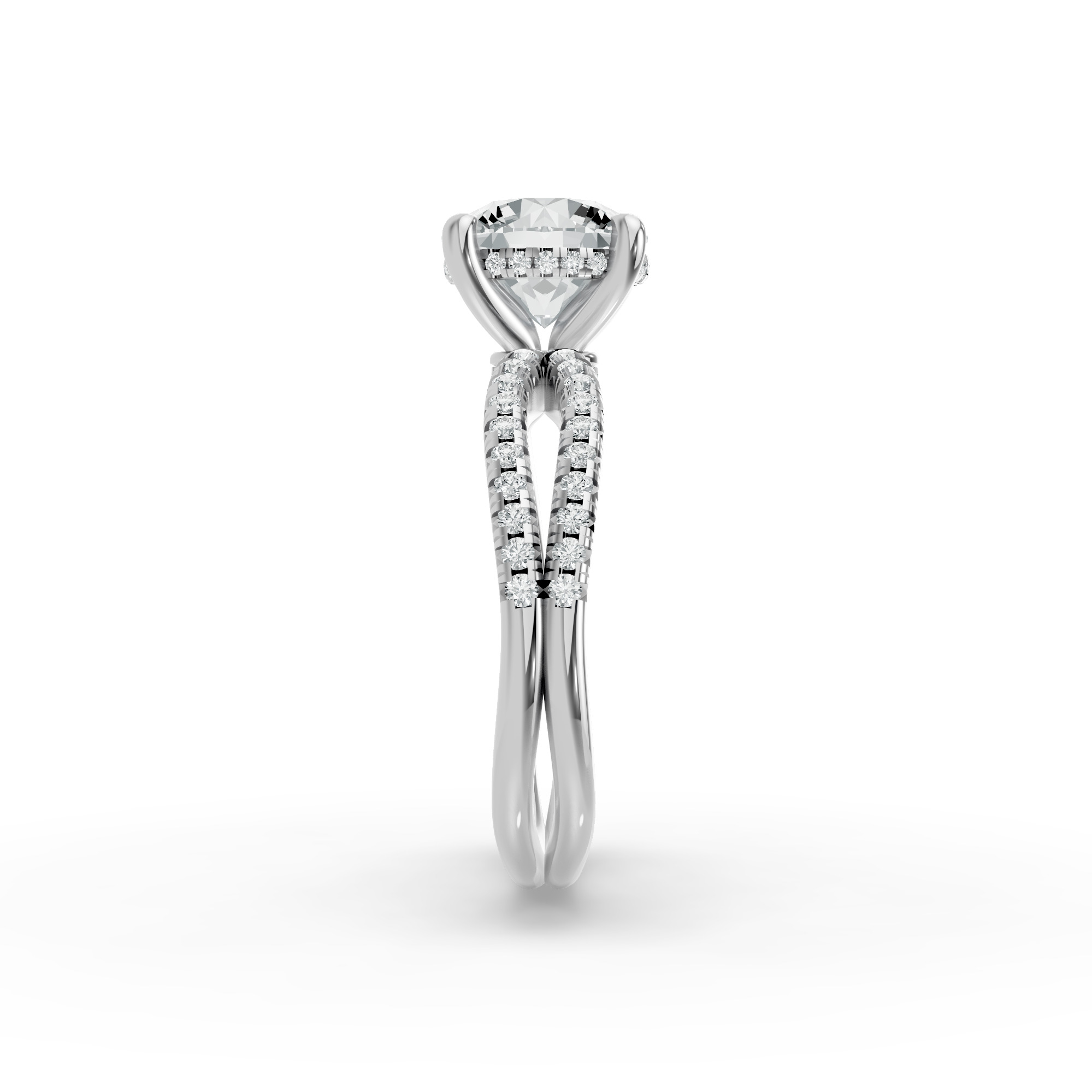 Round Shape Diamond Fancy Engagement Ring in Gold