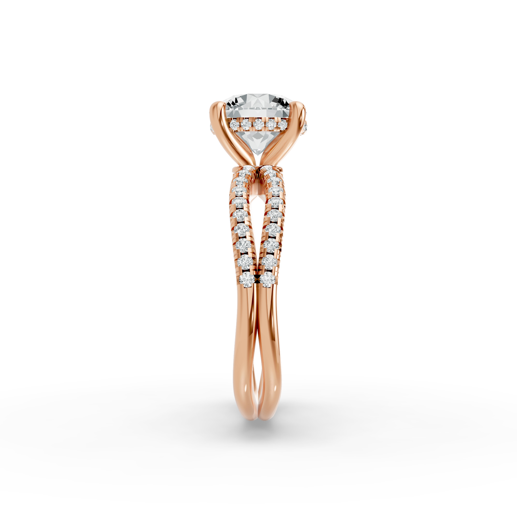 Round Shape Diamond Fancy Engagement Ring in Gold