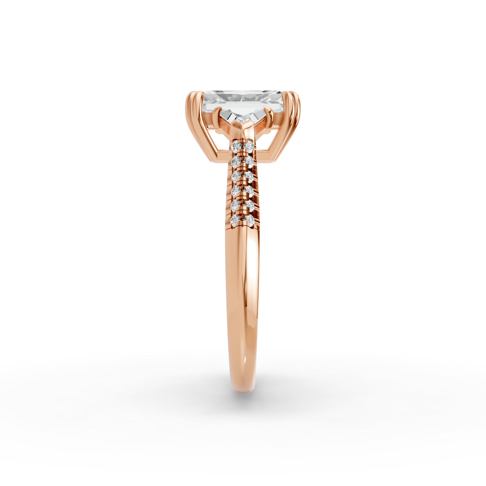 Radiant Shape Diamond Fancy Engagement Ring in Gold