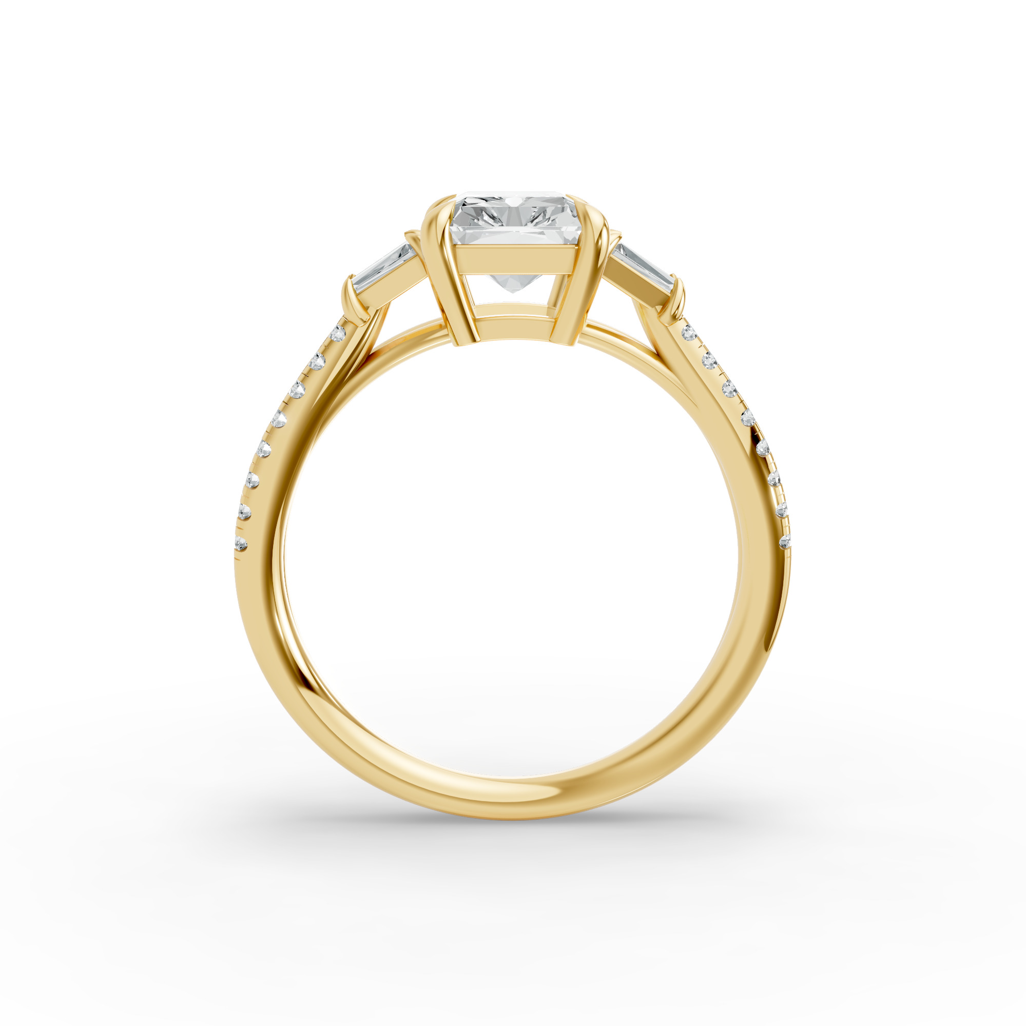 Emerald Shape Diamond Fancy Engagement Ring in Gold