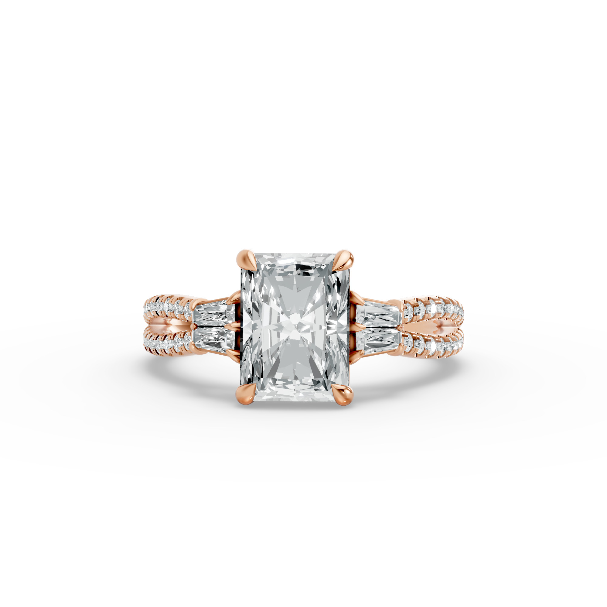 Emerald Shape Diamond Fancy Engagement Ring in Gold