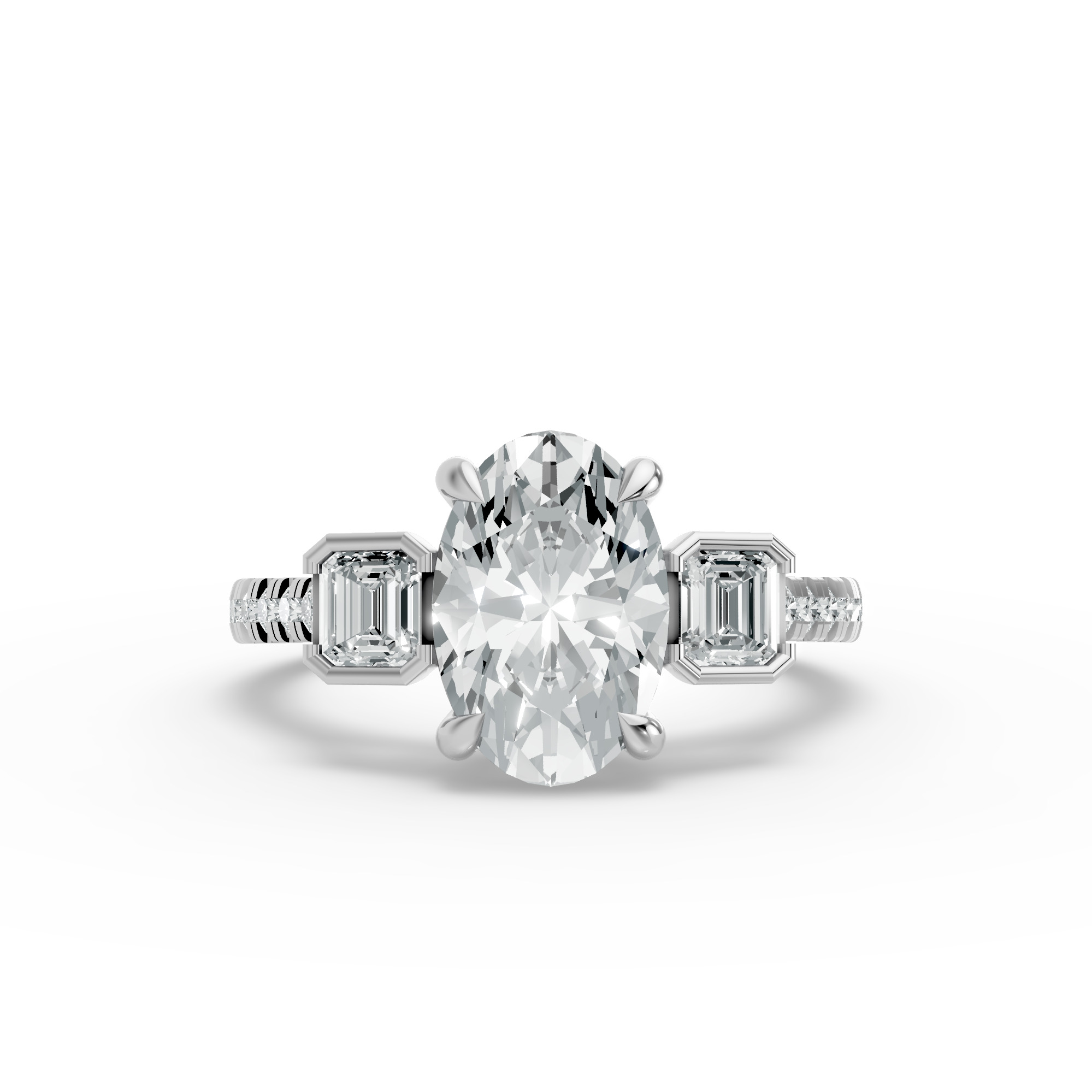 Oval Shape Diamond Fancy Engagement Ring in Gold