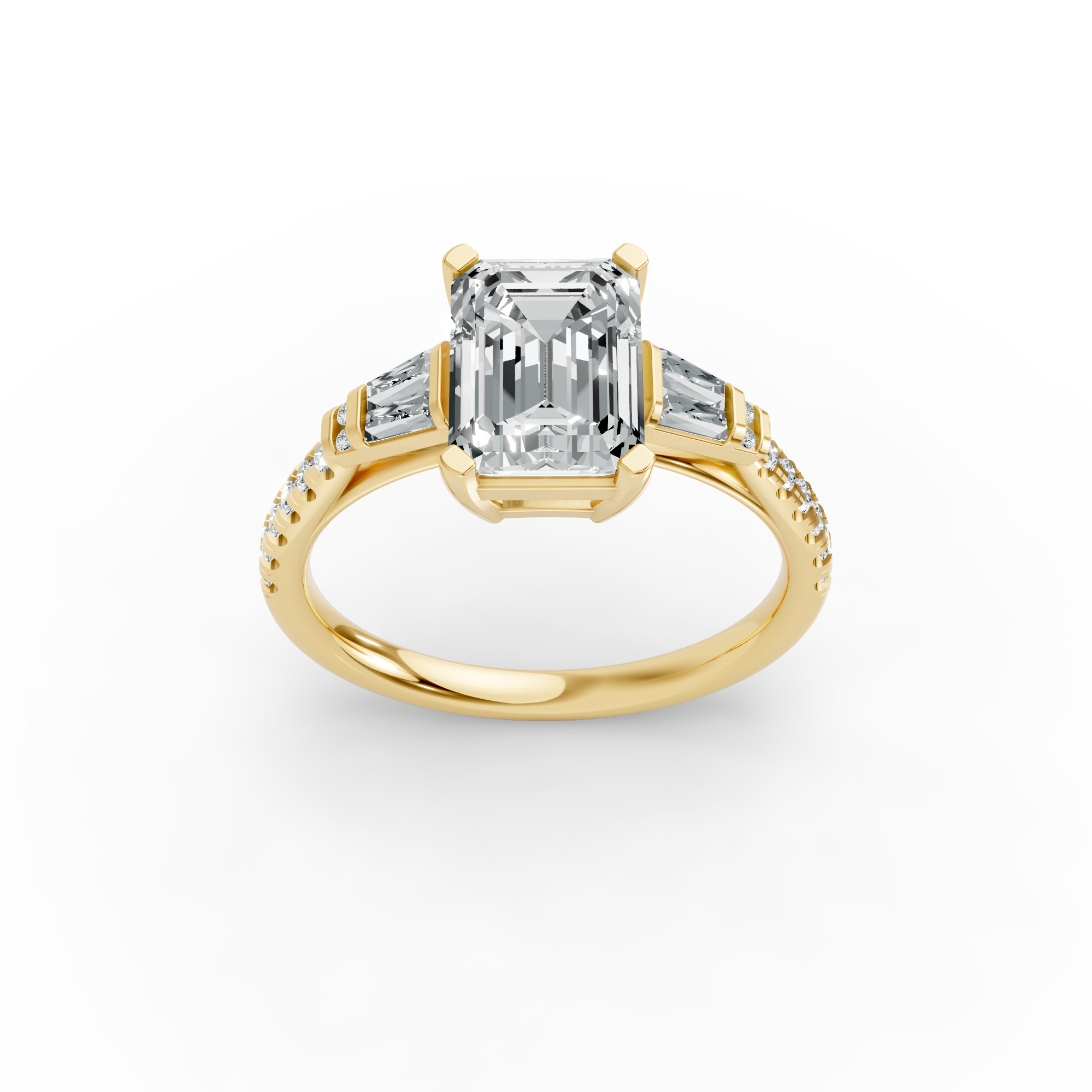 Radiant Shape Diamond Fancy Engagement Ring in Gold